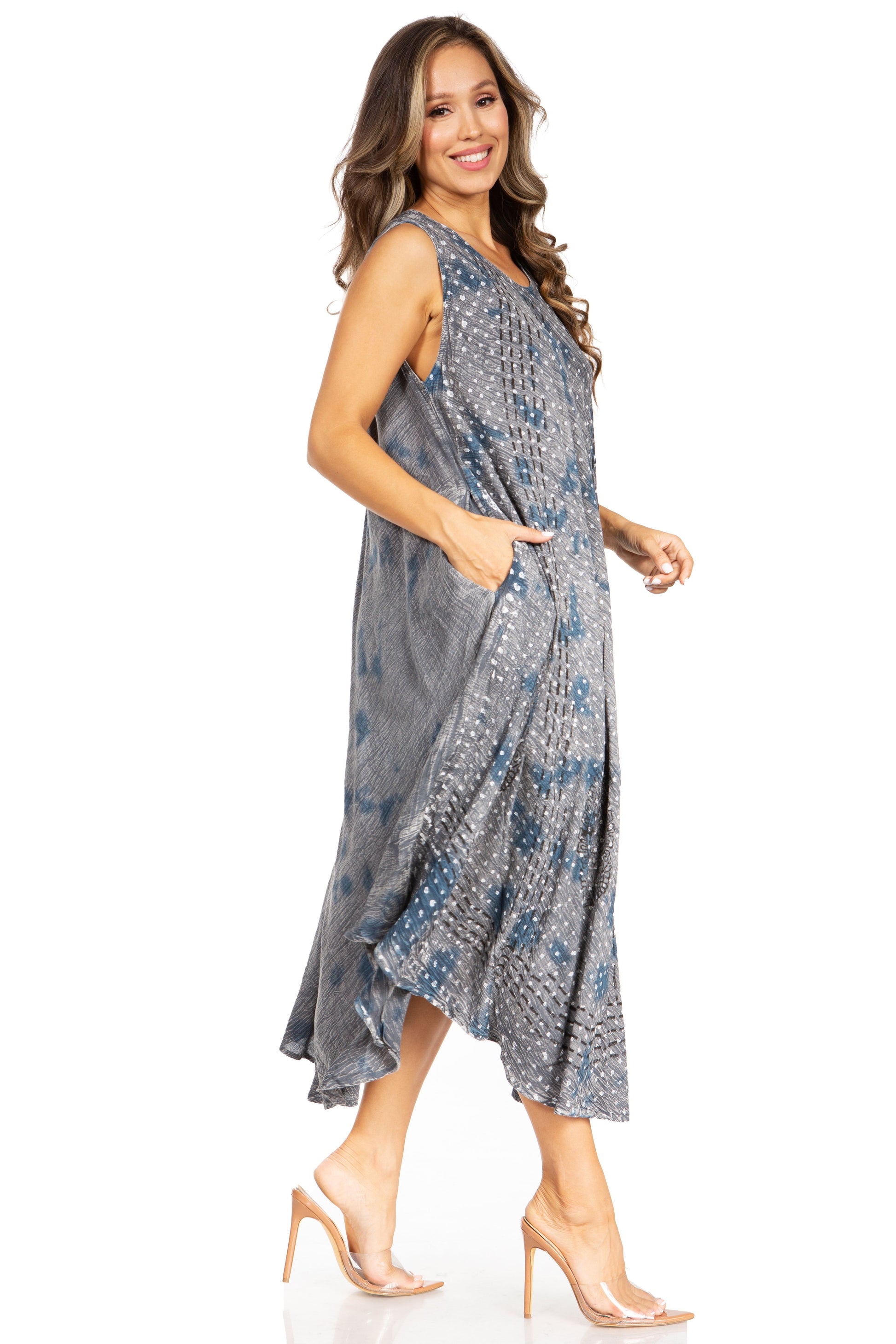 Sakkas Starlight Fourth Women's Tie Dye Caftan Tank Dress/Cover Up Beach Kaftan - Concordia Style Boutique