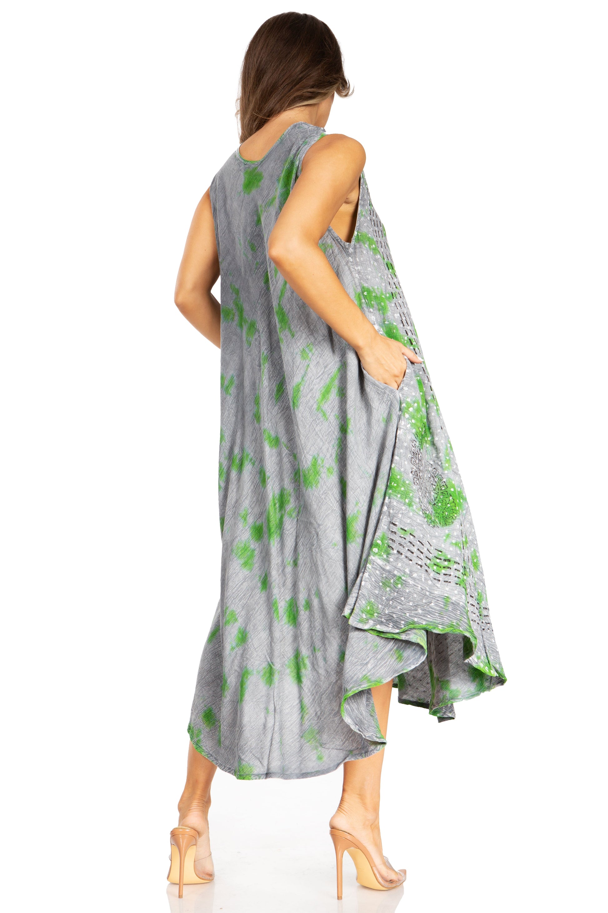 Sakkas Starlight Fourth Women's Tie Dye Caftan Tank Dress/Cover Up Beach Kaftan - Concordia Style Boutique
