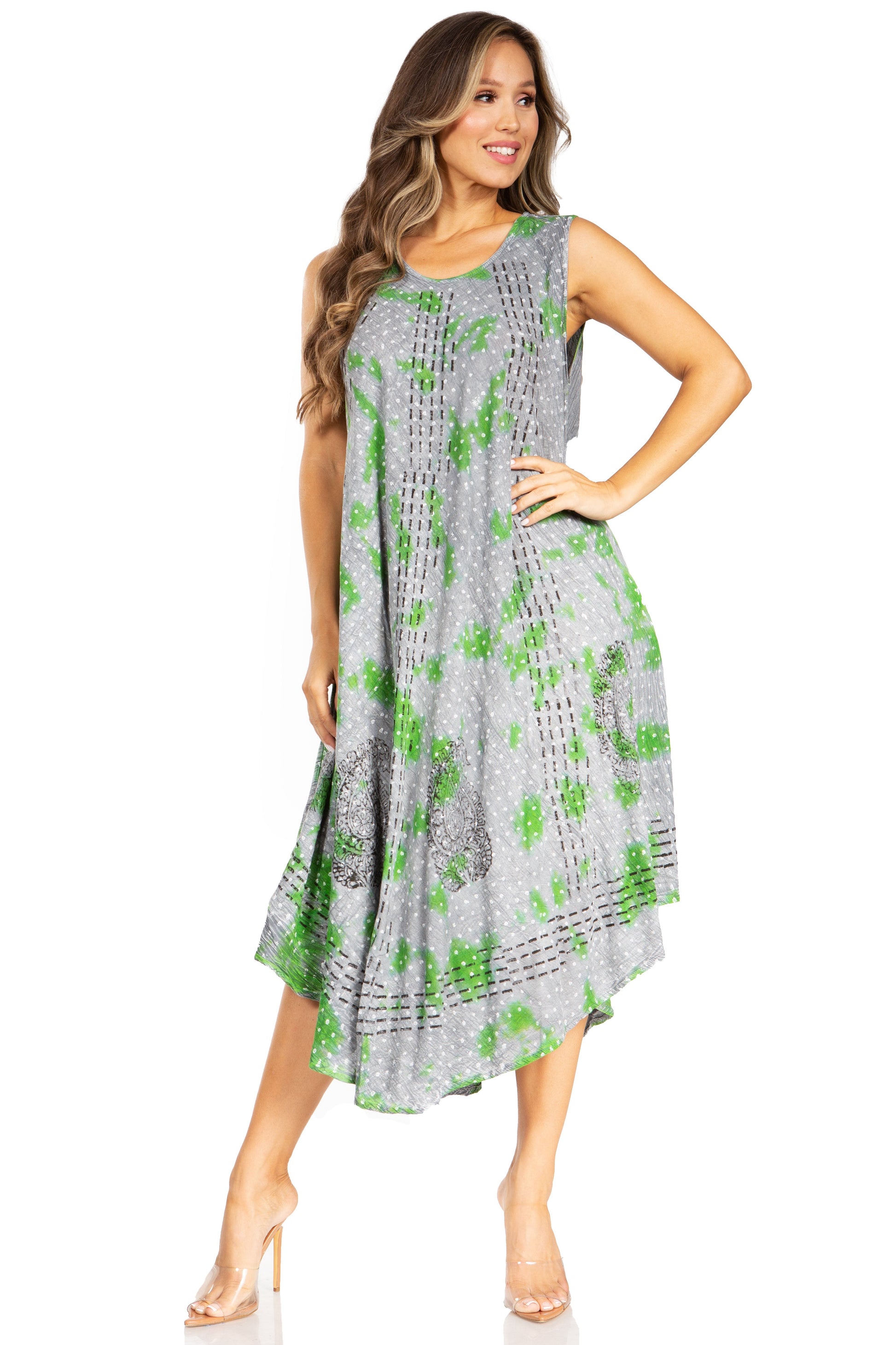 Sakkas Starlight Fourth Women's Tie Dye Caftan Tank Dress/Cover Up Beach Kaftan - Concordia Style Boutique
