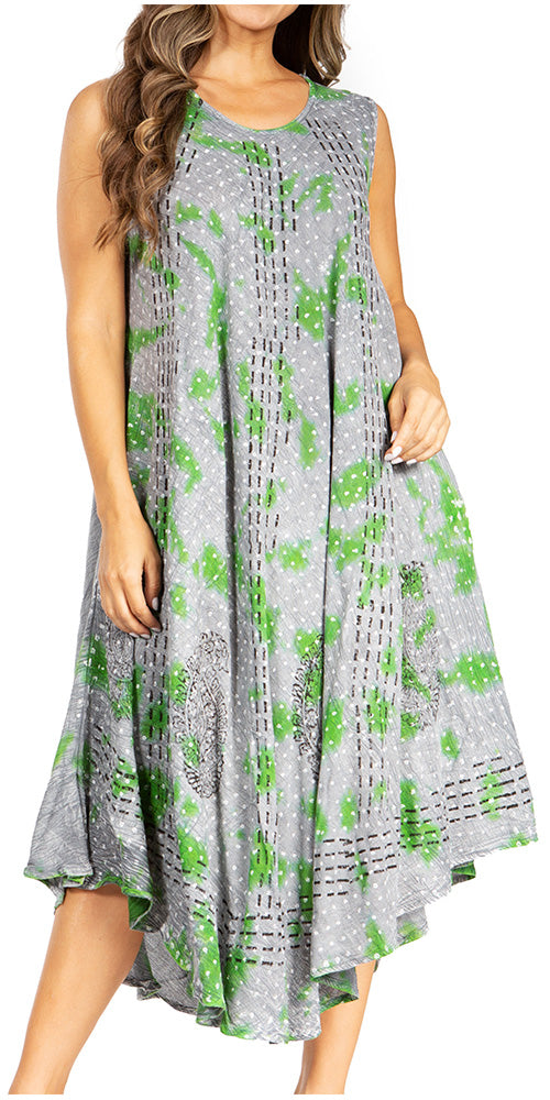 Sakkas Starlight Fourth Women's Tie Dye Caftan Tank Dress/Cover Up Beach Kaftan - Concordia Style Boutique