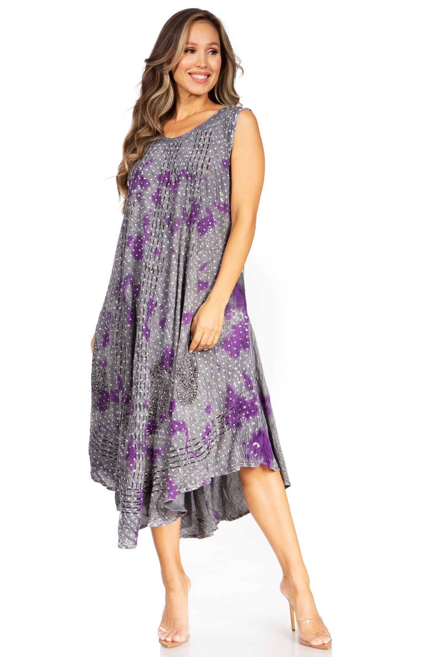 Sakkas Starlight Fourth Women's Tie Dye Caftan Tank Dress/Cover Up Beach Kaftan - Concordia Style Boutique