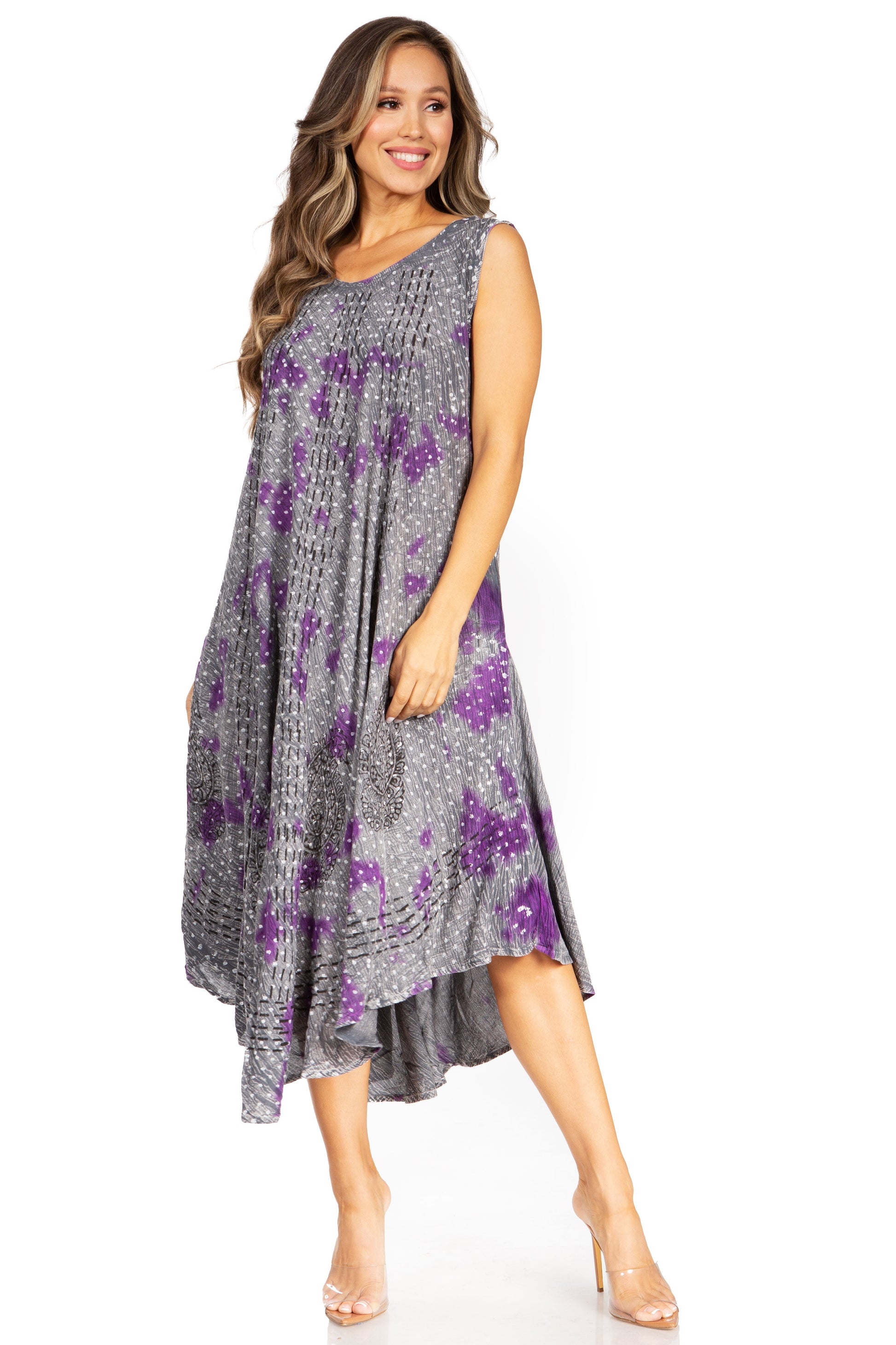 Sakkas Starlight Fourth Women's Tie Dye Caftan Tank Dress/Cover Up Beach Kaftan - Concordia Style Boutique