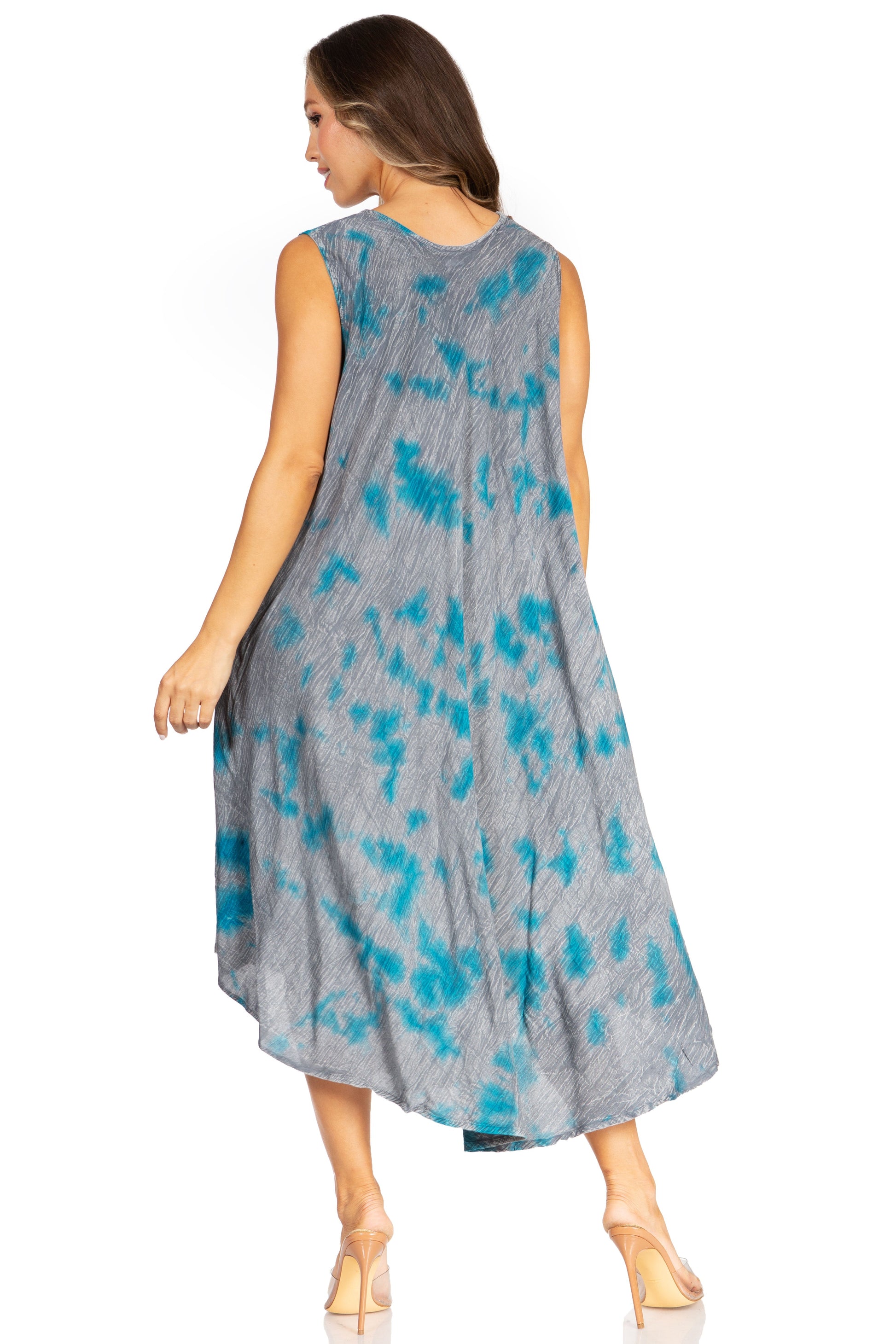 Sakkas Starlight Fourth Women's Tie Dye Caftan Tank Dress/Cover Up Beach Kaftan - Concordia Style Boutique