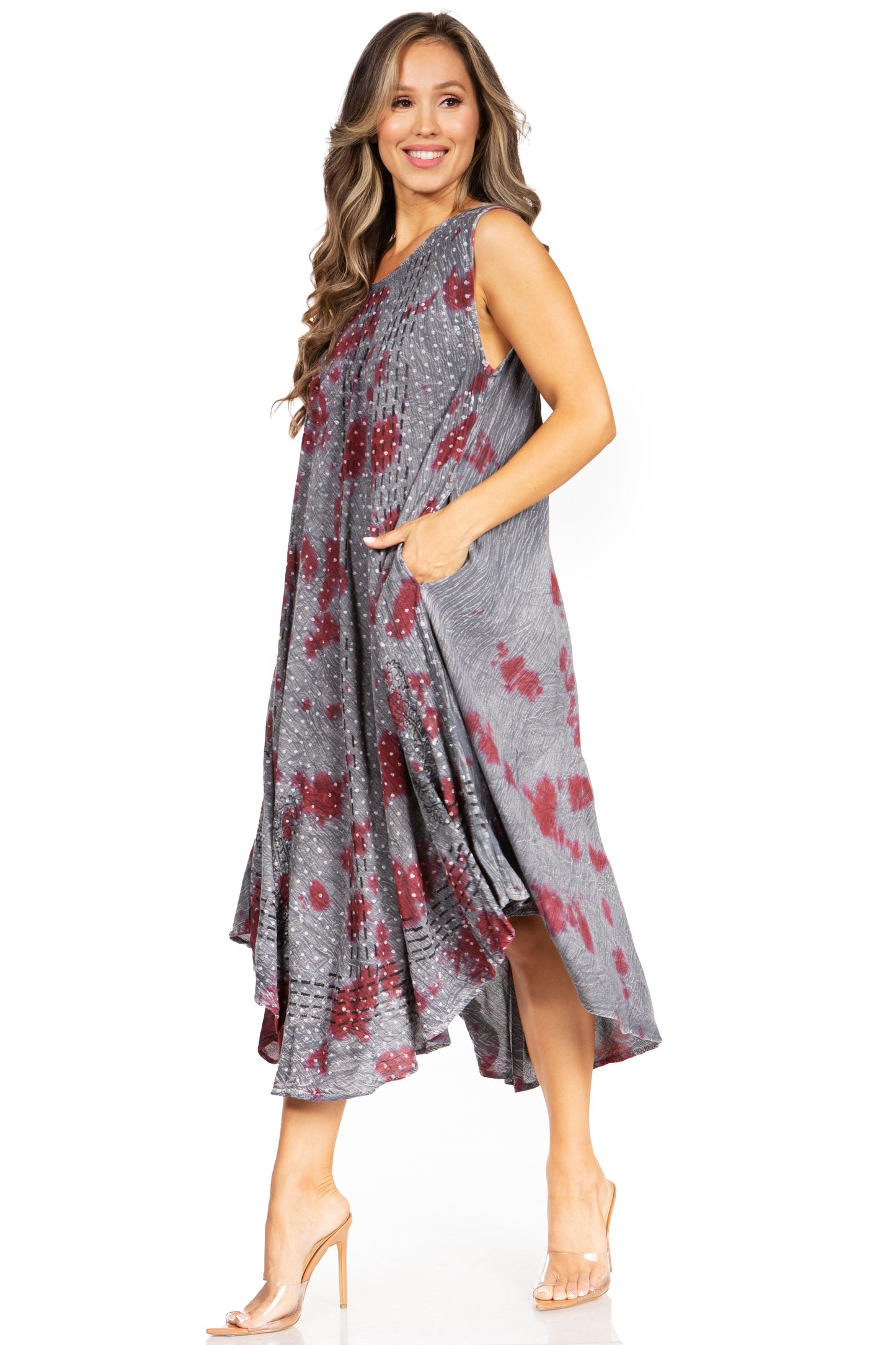 Sakkas Starlight Fourth Women's Tie Dye Caftan Tank Dress/Cover Up Beach Kaftan - Concordia Style Boutique