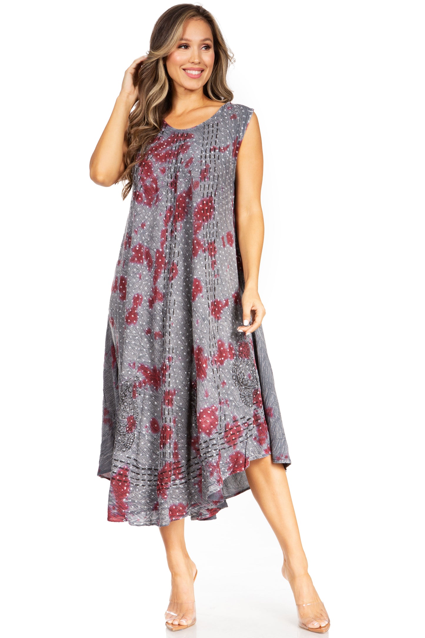 Sakkas Starlight Fourth Women's Tie Dye Caftan Tank Dress/Cover Up Beach Kaftan - Concordia Style Boutique