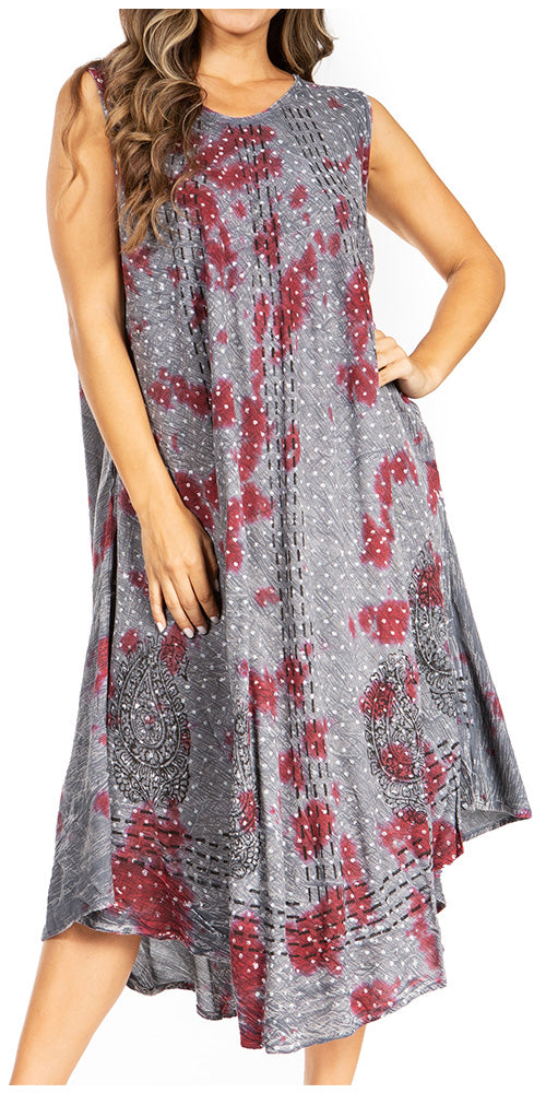 Sakkas Starlight Fourth Women's Tie Dye Caftan Tank Dress/Cover Up Beach Kaftan - Concordia Style Boutique
