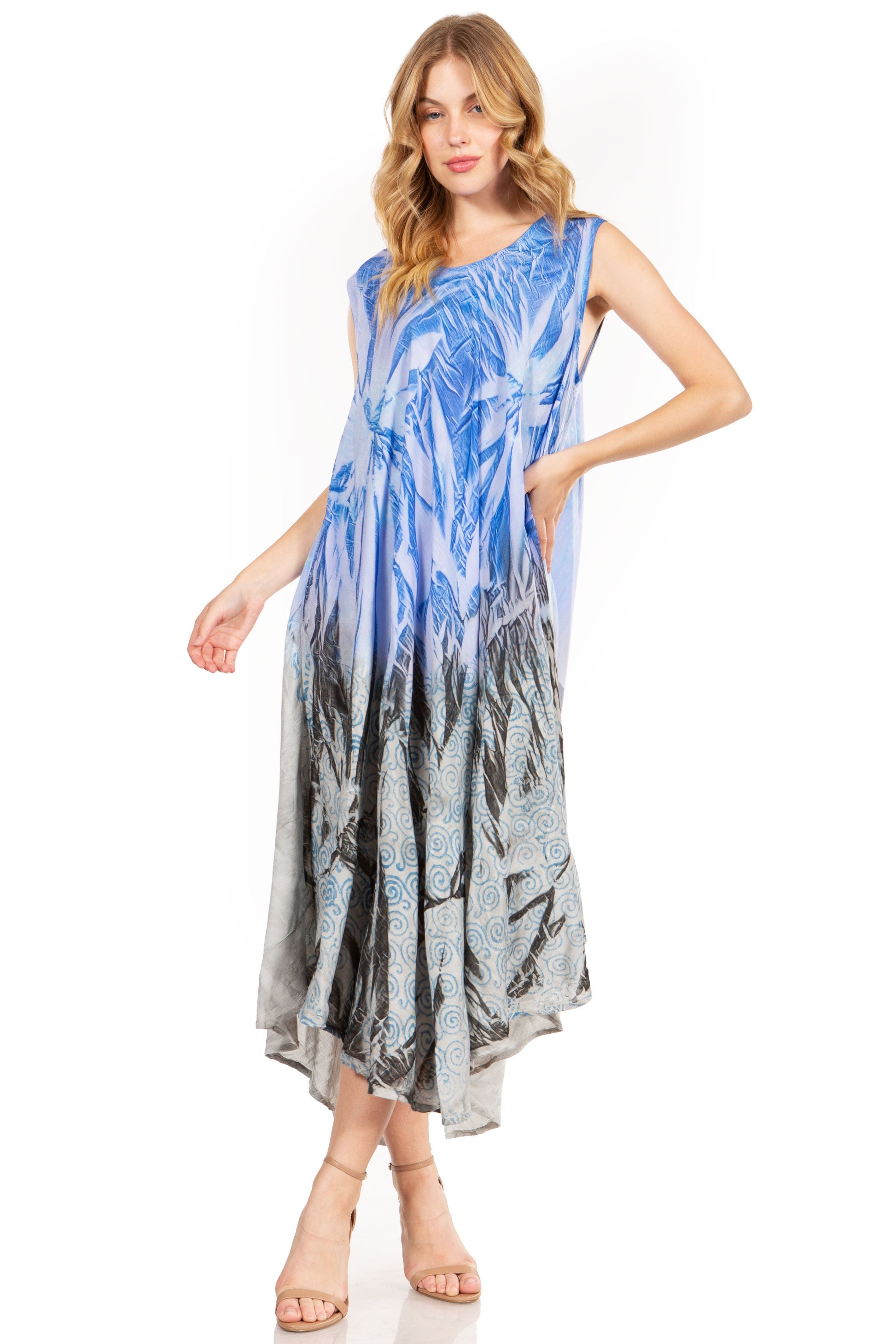 Sakkas Starlight Fourth Women's Tie Dye Caftan Tank Dress/Cover Up Beach Kaftan - Concordia Style Boutique