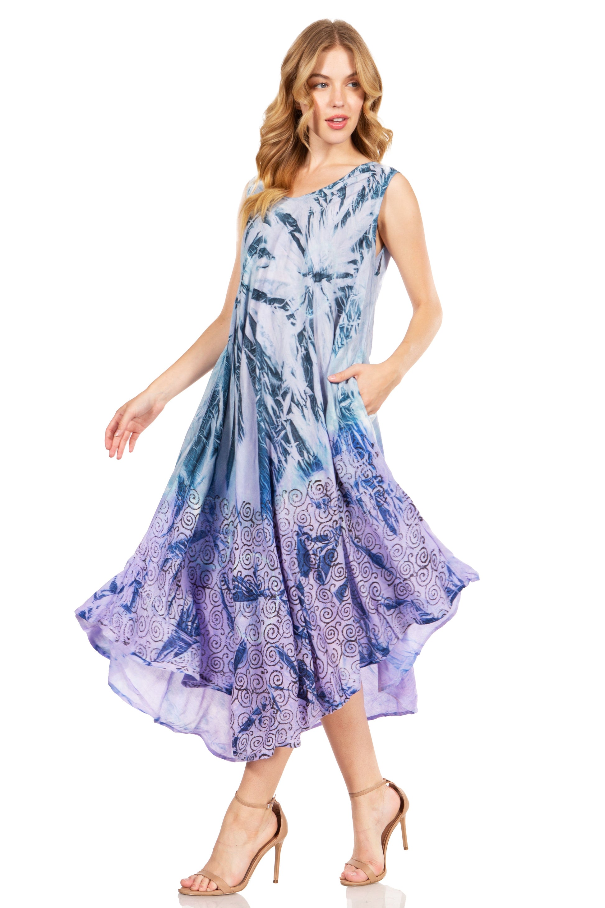 Sakkas Starlight Fourth Women's Tie Dye Caftan Tank Dress/Cover Up Beach Kaftan - Concordia Style Boutique