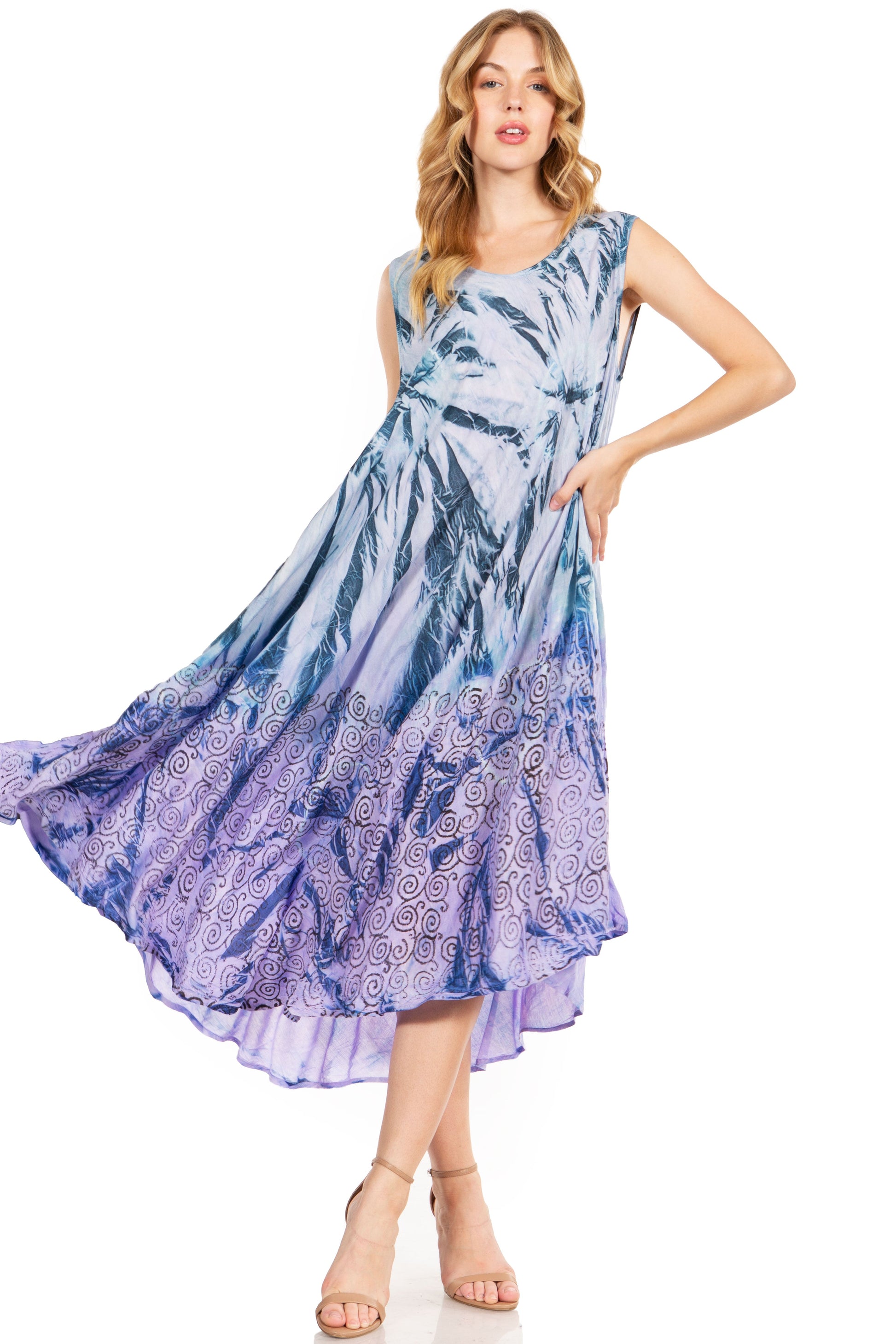 Sakkas Starlight Fourth Women's Tie Dye Caftan Tank Dress/Cover Up Beach Kaftan - Concordia Style Boutique