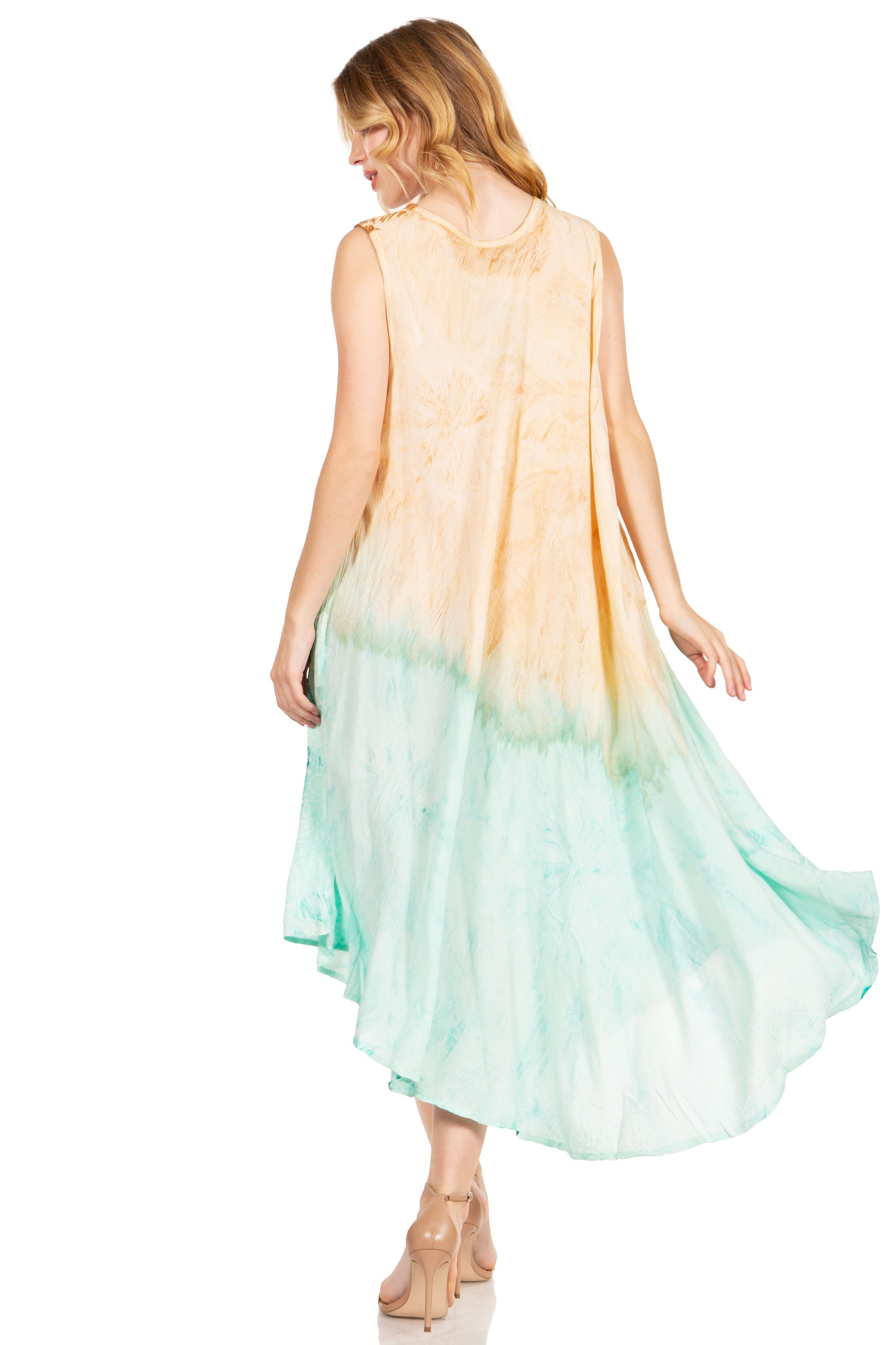 Sakkas Starlight Fourth Women's Tie Dye Caftan Tank Dress/Cover Up Beach Kaftan - Concordia Style Boutique