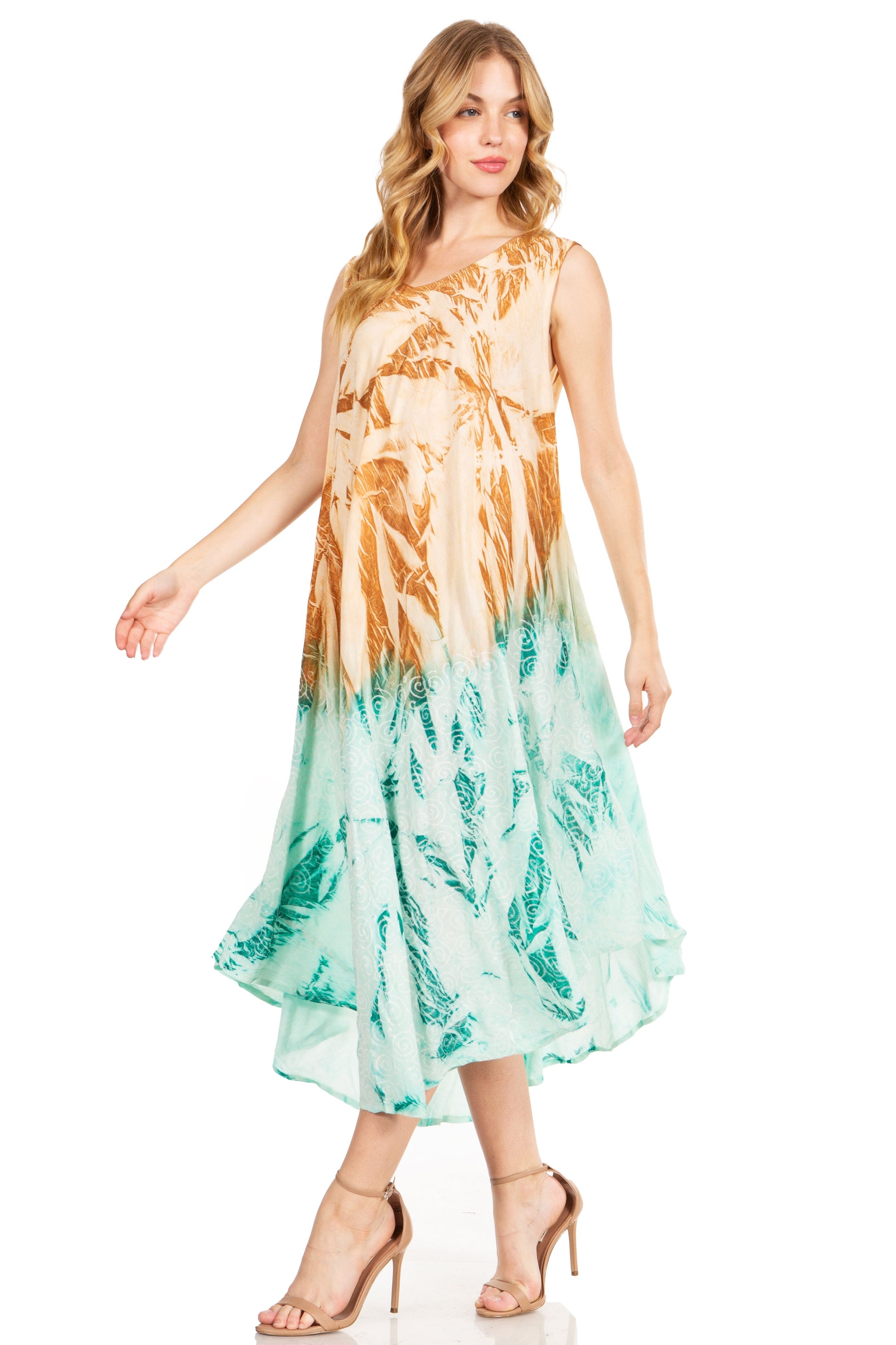 Sakkas Starlight Fourth Women's Tie Dye Caftan Tank Dress/Cover Up Beach Kaftan - Concordia Style Boutique