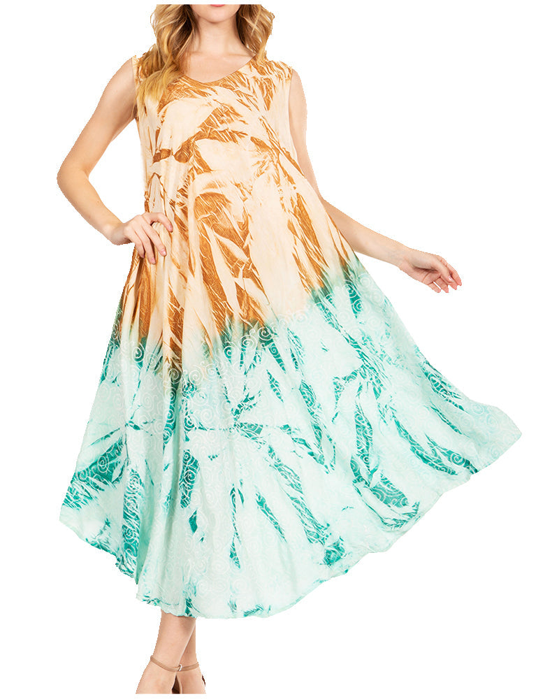 Sakkas Starlight Fourth Women's Tie Dye Caftan Tank Dress/Cover Up Beach Kaftan - Concordia Style Boutique
