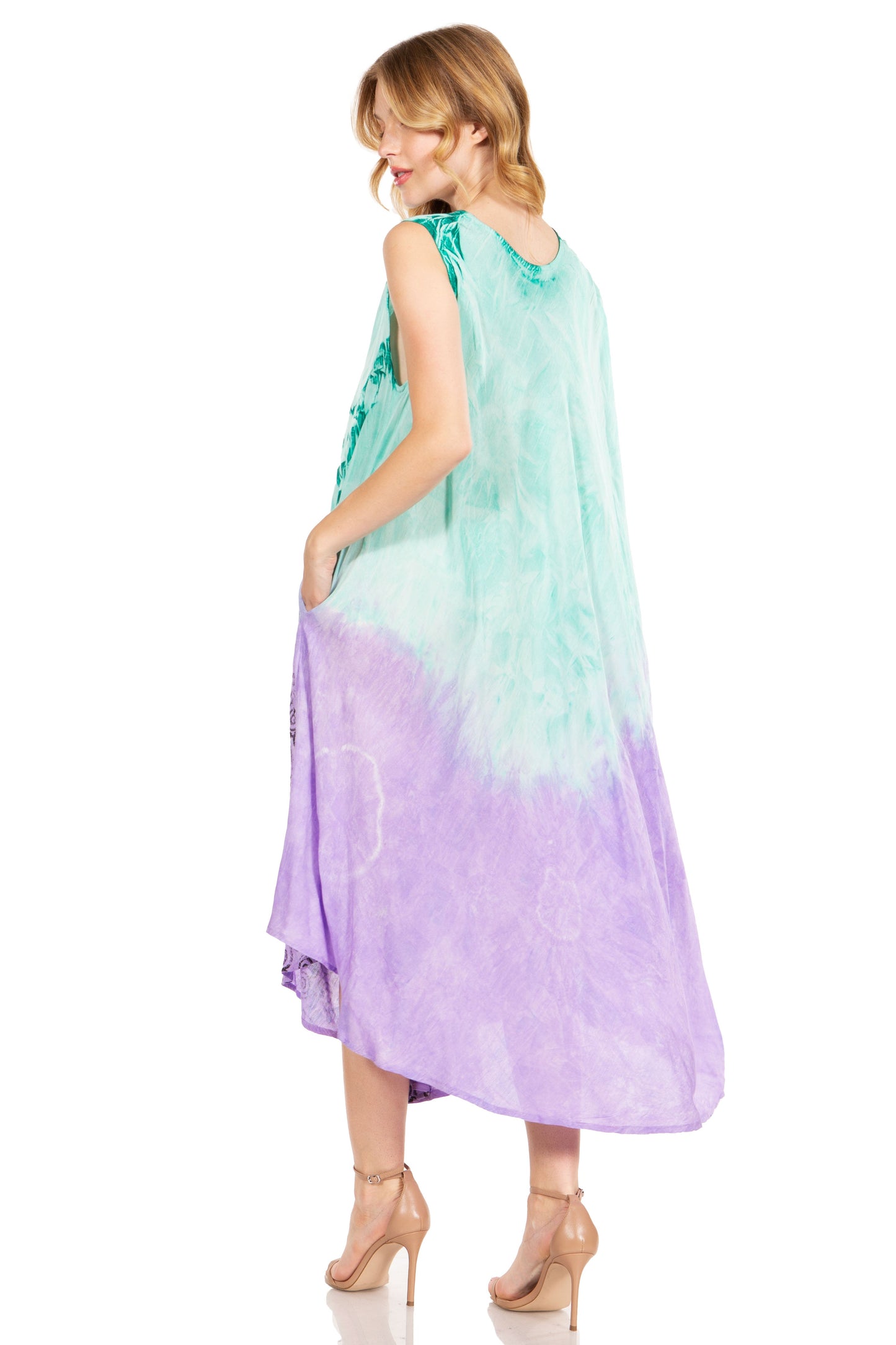 Sakkas Starlight Fourth Women's Tie Dye Caftan Tank Dress/Cover Up Beach Kaftan - Concordia Style Boutique