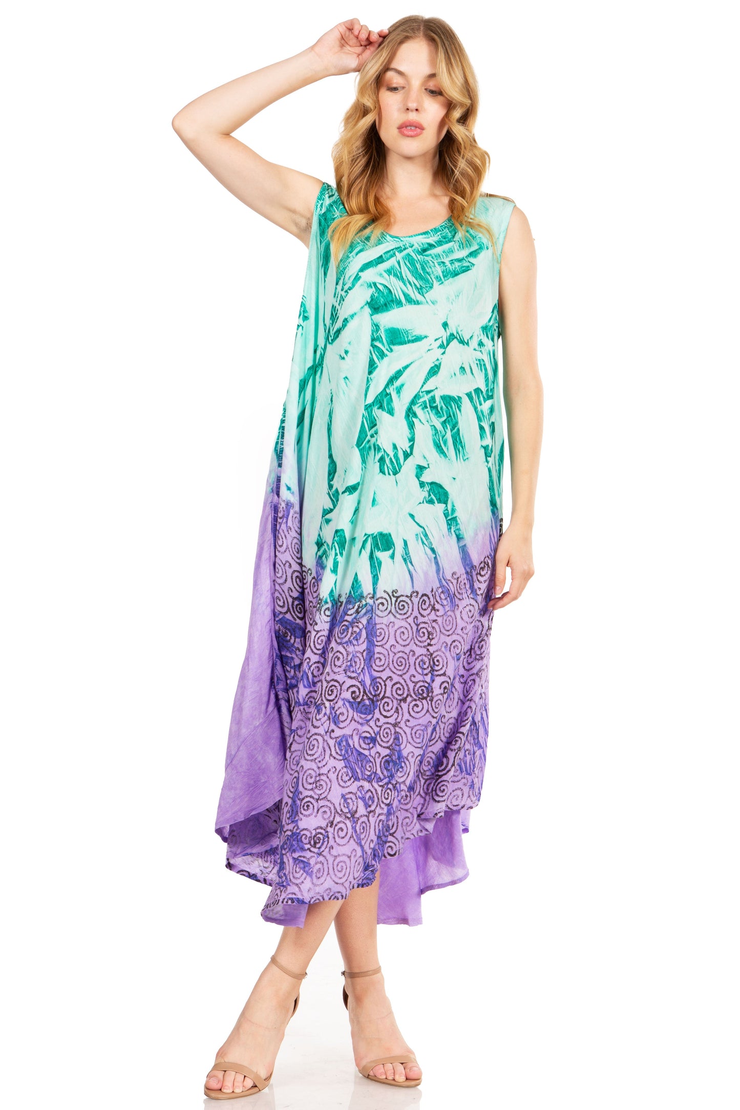Sakkas Starlight Fourth Women's Tie Dye Caftan Tank Dress/Cover Up Beach Kaftan - Concordia Style Boutique