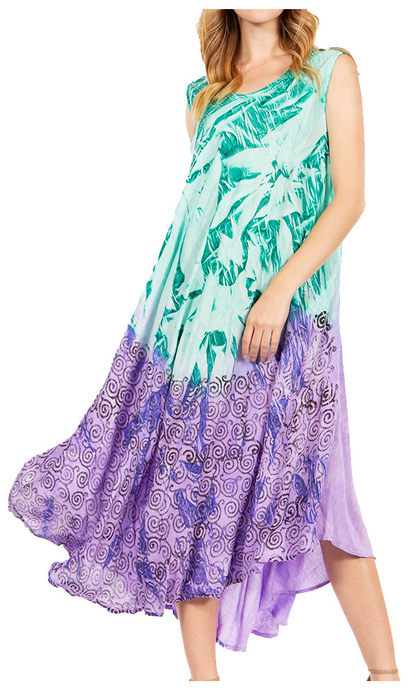 Sakkas Starlight Fourth Women's Tie Dye Caftan Tank Dress/Cover Up Beach Kaftan - Concordia Style Boutique
