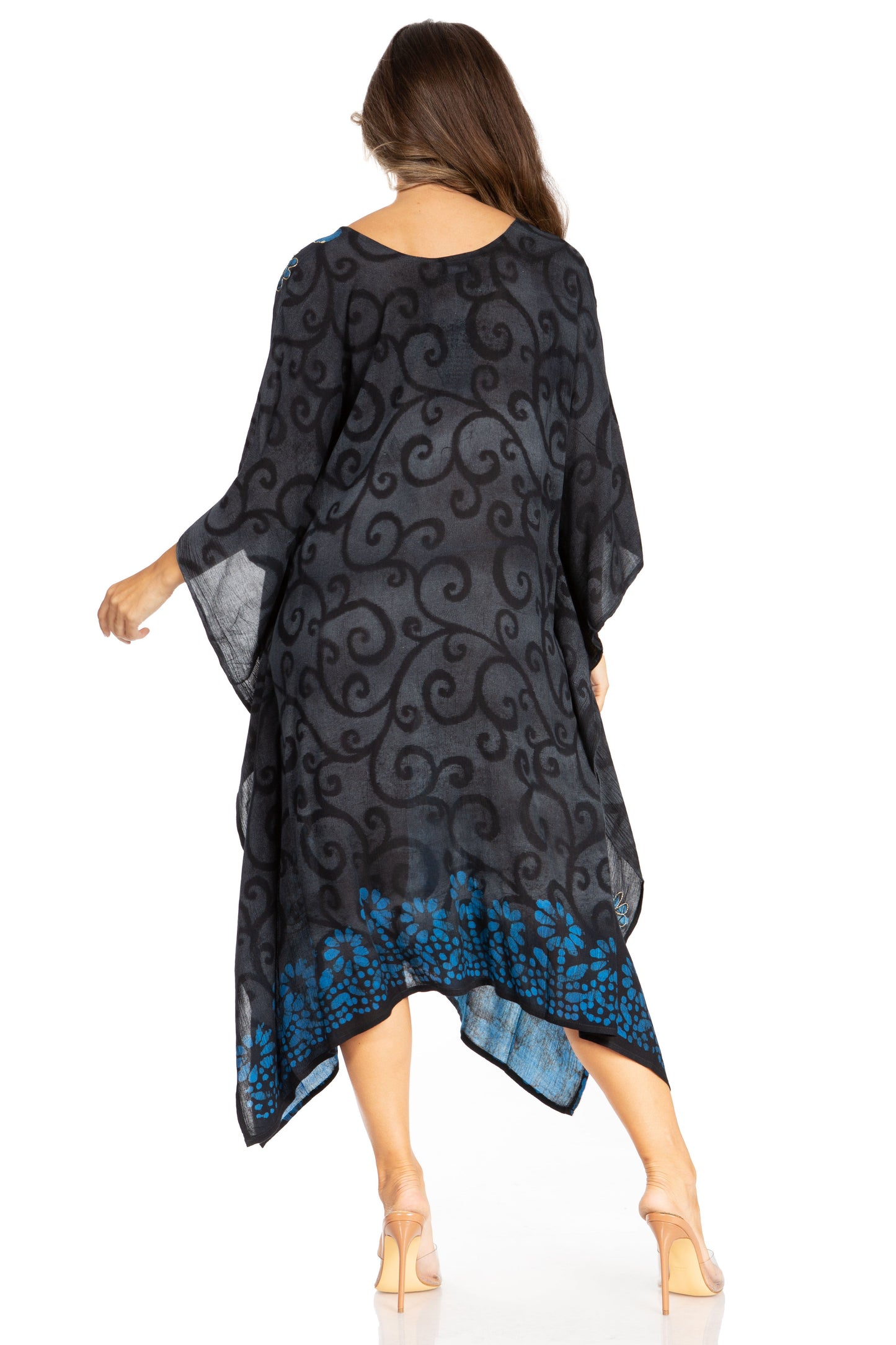 Sakkas Clementine Women's Tie Dye Caftan Dress/Cover Up Beach Kaftan Boho Summer - Concordia Style Boutique