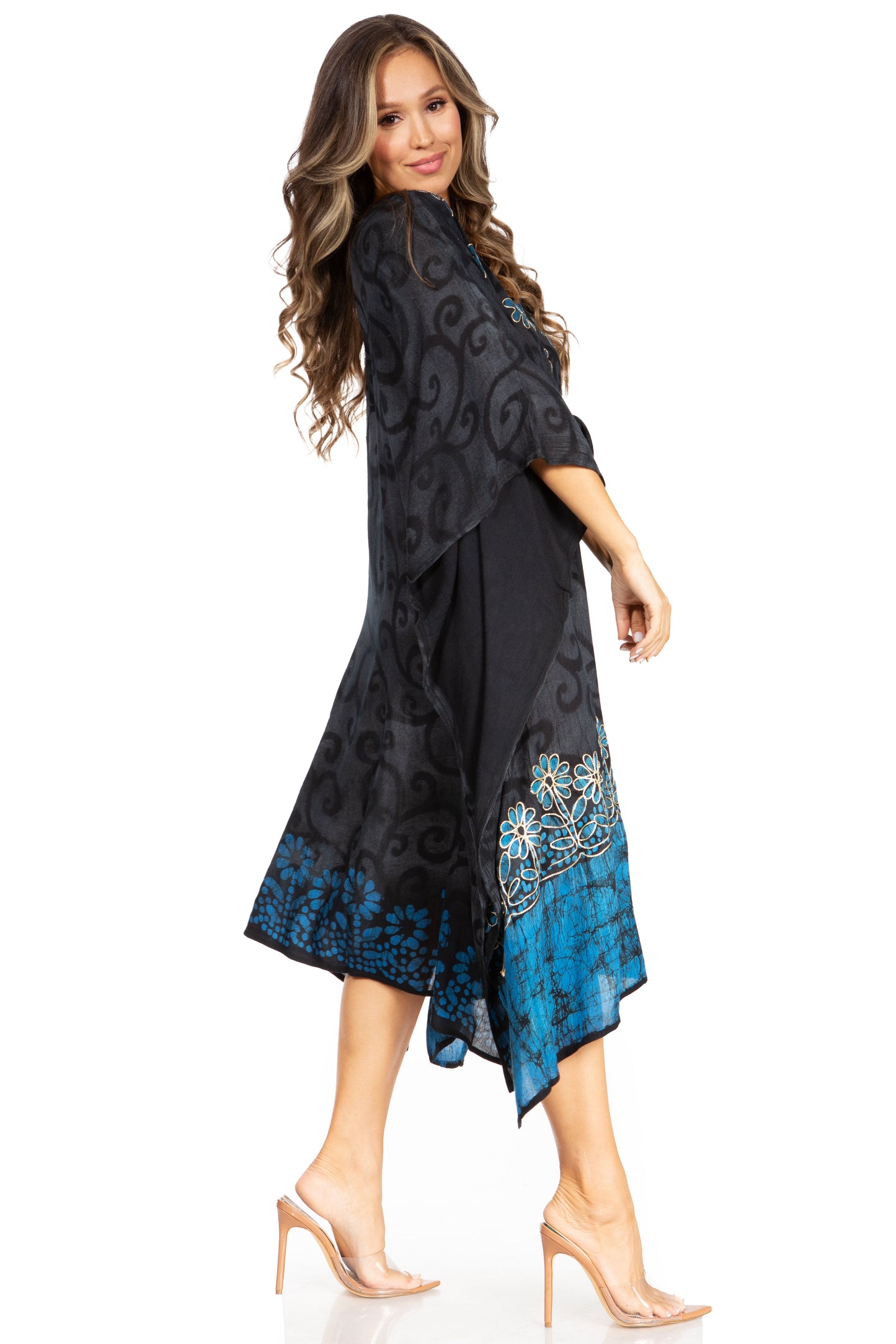 Sakkas Clementine Women's Tie Dye Caftan Dress/Cover Up Beach Kaftan Boho Summer - Concordia Style Boutique