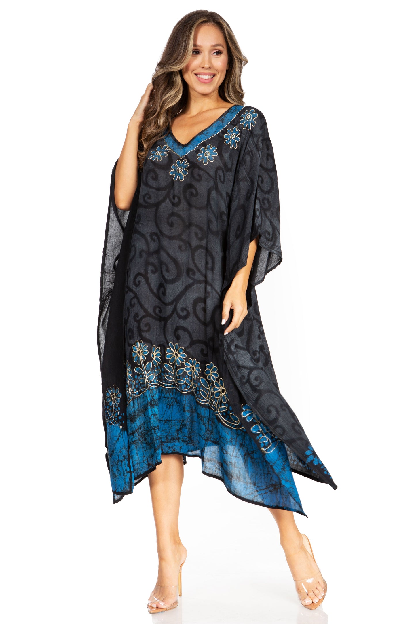 Sakkas Clementine Women's Tie Dye Caftan Dress/Cover Up Beach Kaftan Boho Summer - Concordia Style Boutique