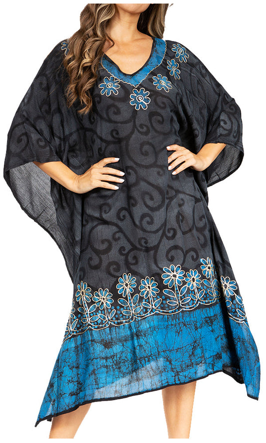 Sakkas Clementine Women's Tie Dye Caftan Dress/Cover Up Beach Kaftan Boho Summer - Concordia Style Boutique