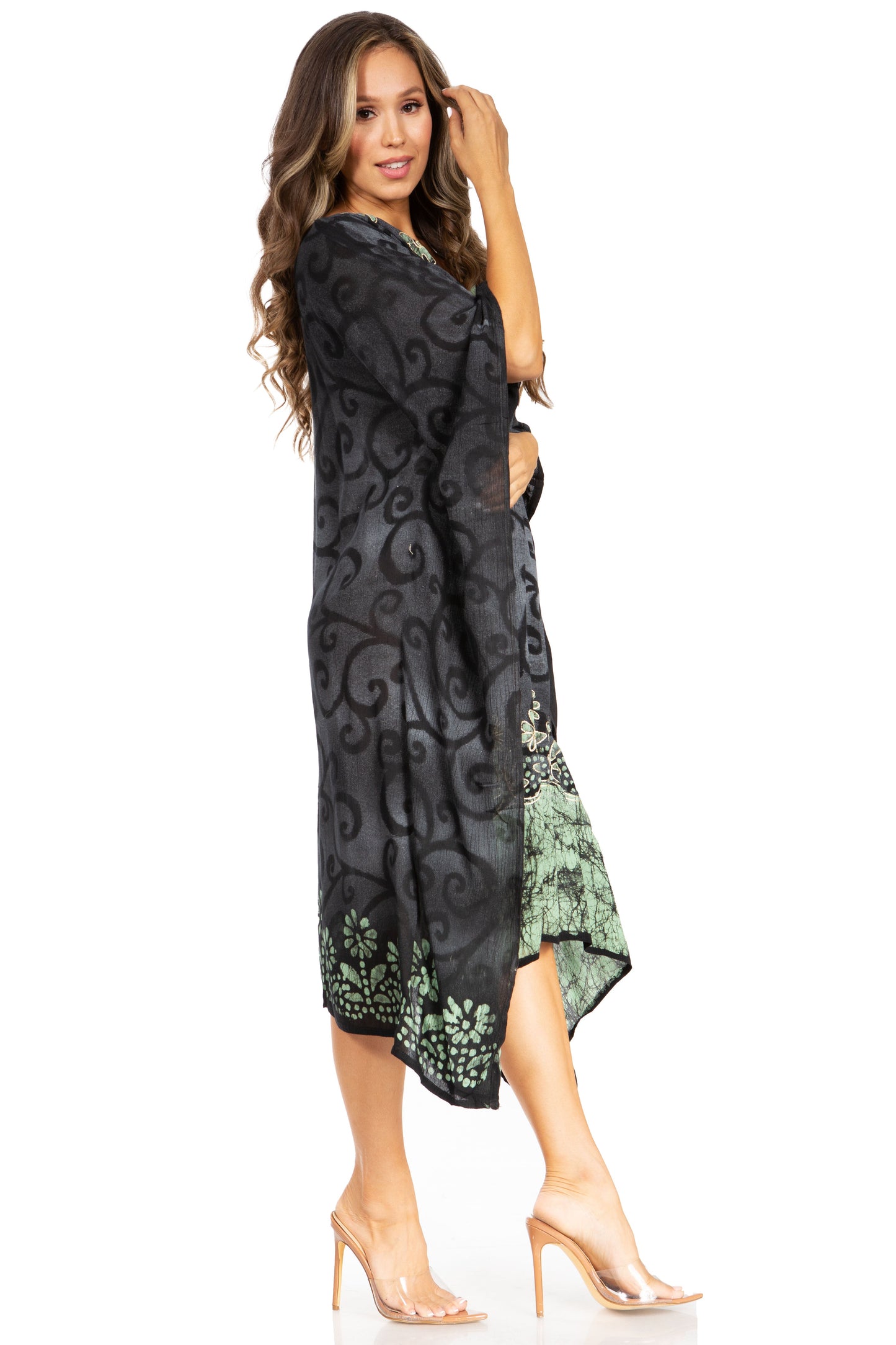 Sakkas Clementine Women's Tie Dye Caftan Dress/Cover Up Beach Kaftan Boho Summer - Concordia Style Boutique