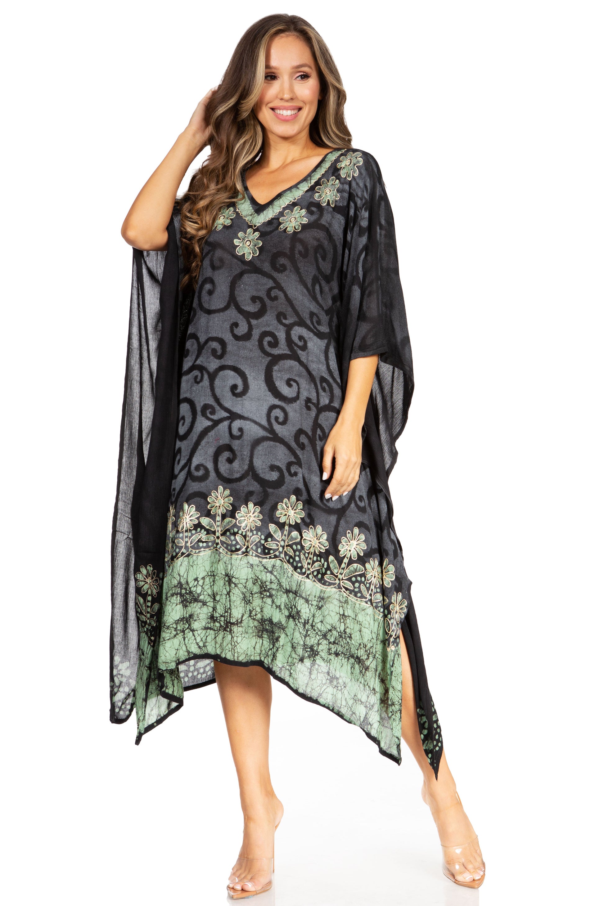 Sakkas Clementine Women's Tie Dye Caftan Dress/Cover Up Beach Kaftan Boho Summer - Concordia Style Boutique
