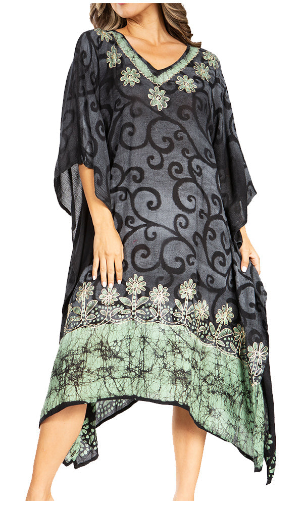 Sakkas Clementine Women's Tie Dye Caftan Dress/Cover Up Beach Kaftan Boho Summer - Concordia Style Boutique