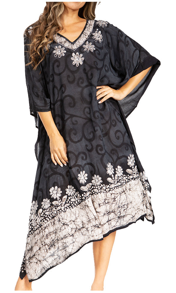 Sakkas Clementine Women's Tie Dye Caftan Dress/Cover Up Beach Kaftan Boho Summer - Concordia Style Boutique