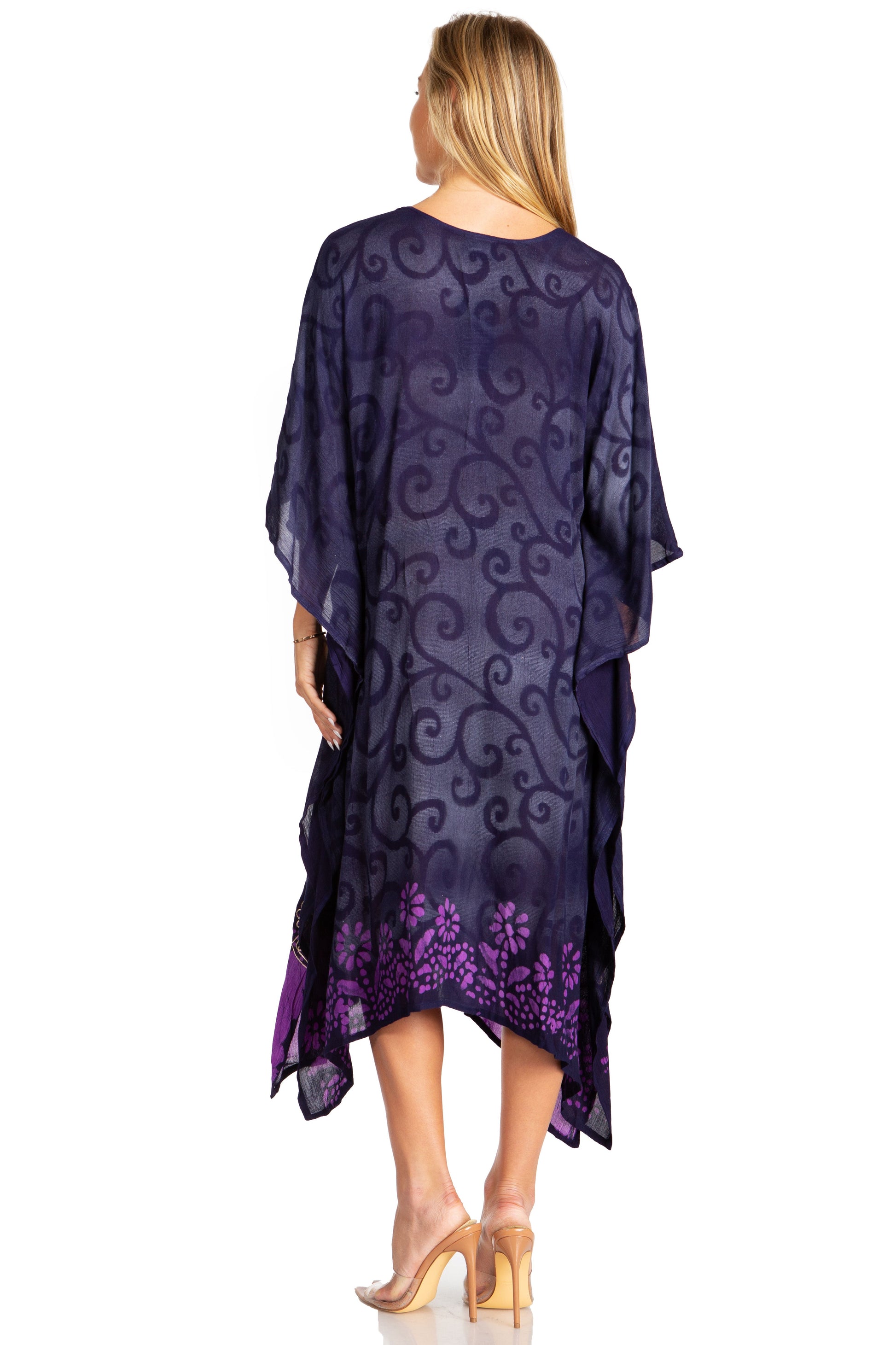 Sakkas Clementine Women's Tie Dye Caftan Dress/Cover Up Beach Kaftan Boho Summer - Concordia Style Boutique