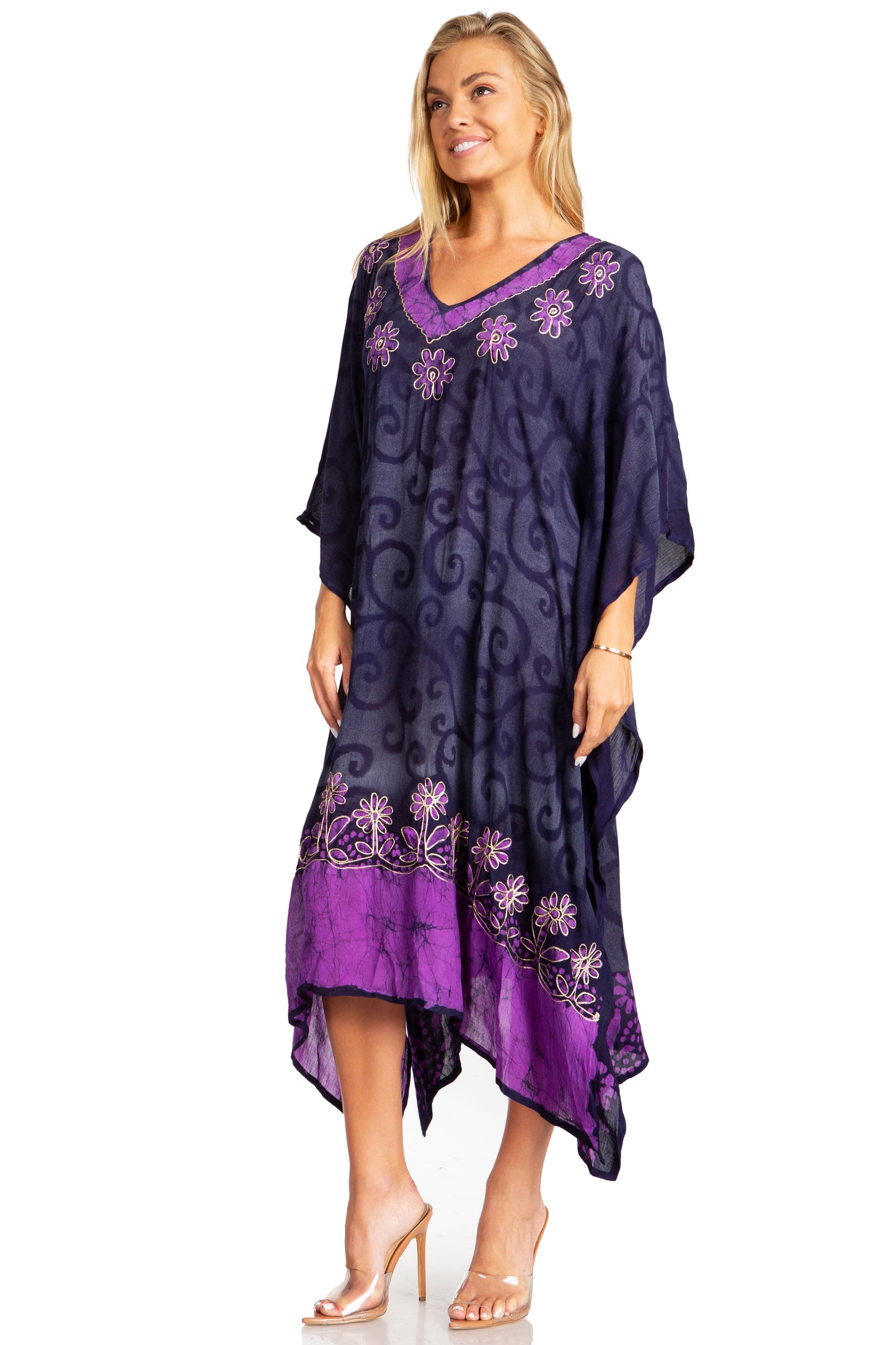 Sakkas Clementine Women's Tie Dye Caftan Dress/Cover Up Beach Kaftan Boho Summer - Concordia Style Boutique