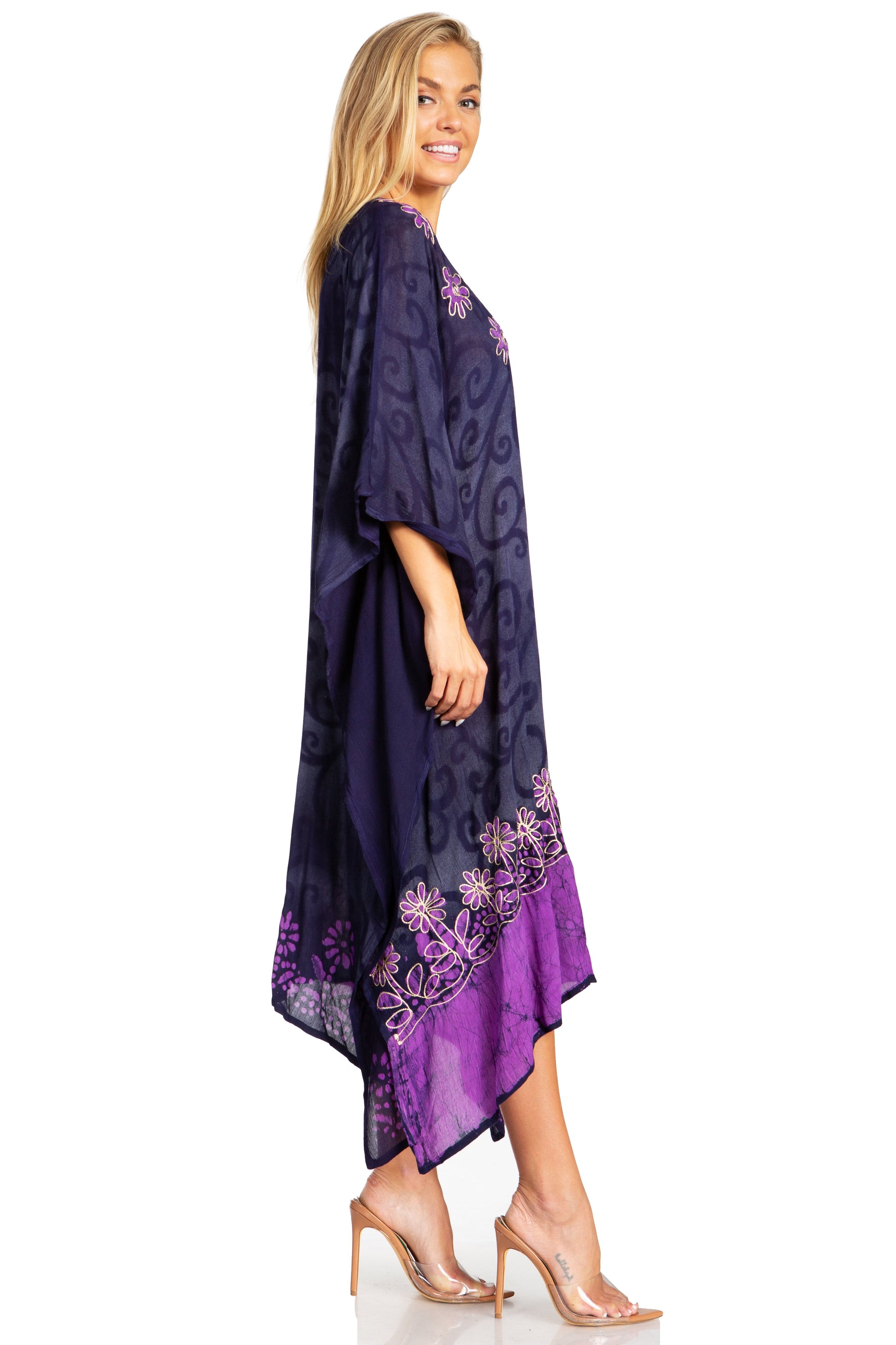 Sakkas Clementine Women's Tie Dye Caftan Dress/Cover Up Beach Kaftan Boho Summer - Concordia Style Boutique