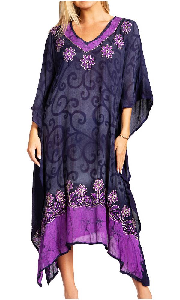 Sakkas Clementine Women's Tie Dye Caftan Dress/Cover Up Beach Kaftan Boho Summer - Concordia Style Boutique