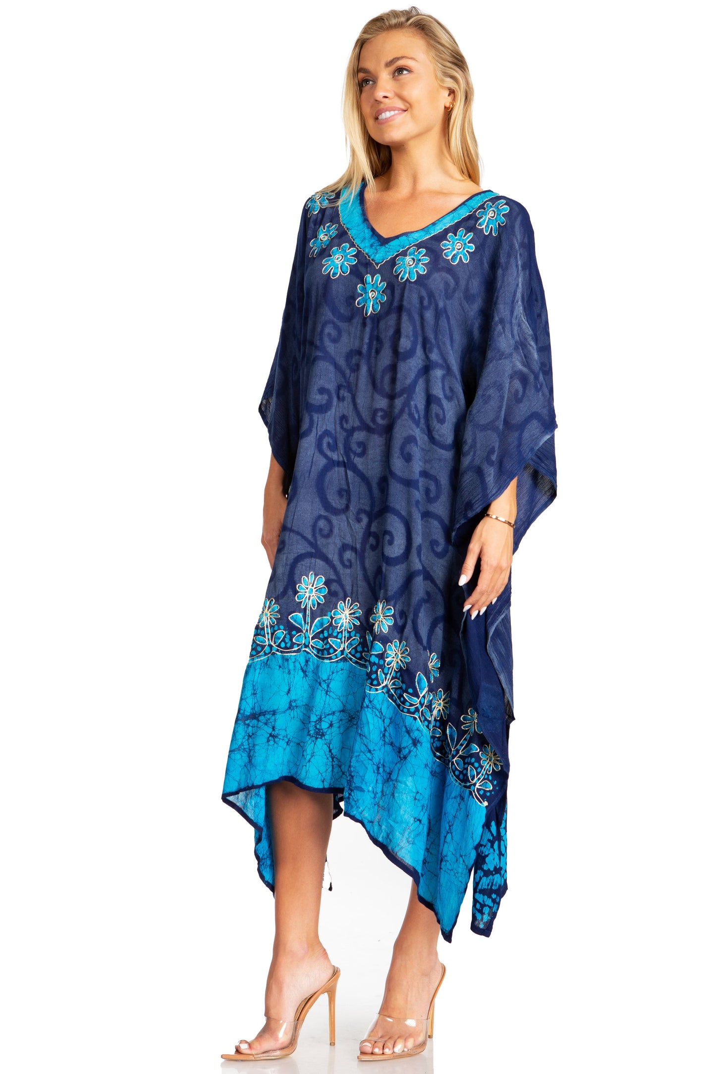 Sakkas Clementine Women's Tie Dye Caftan Dress/Cover Up Beach Kaftan Boho Summer - Concordia Style Boutique