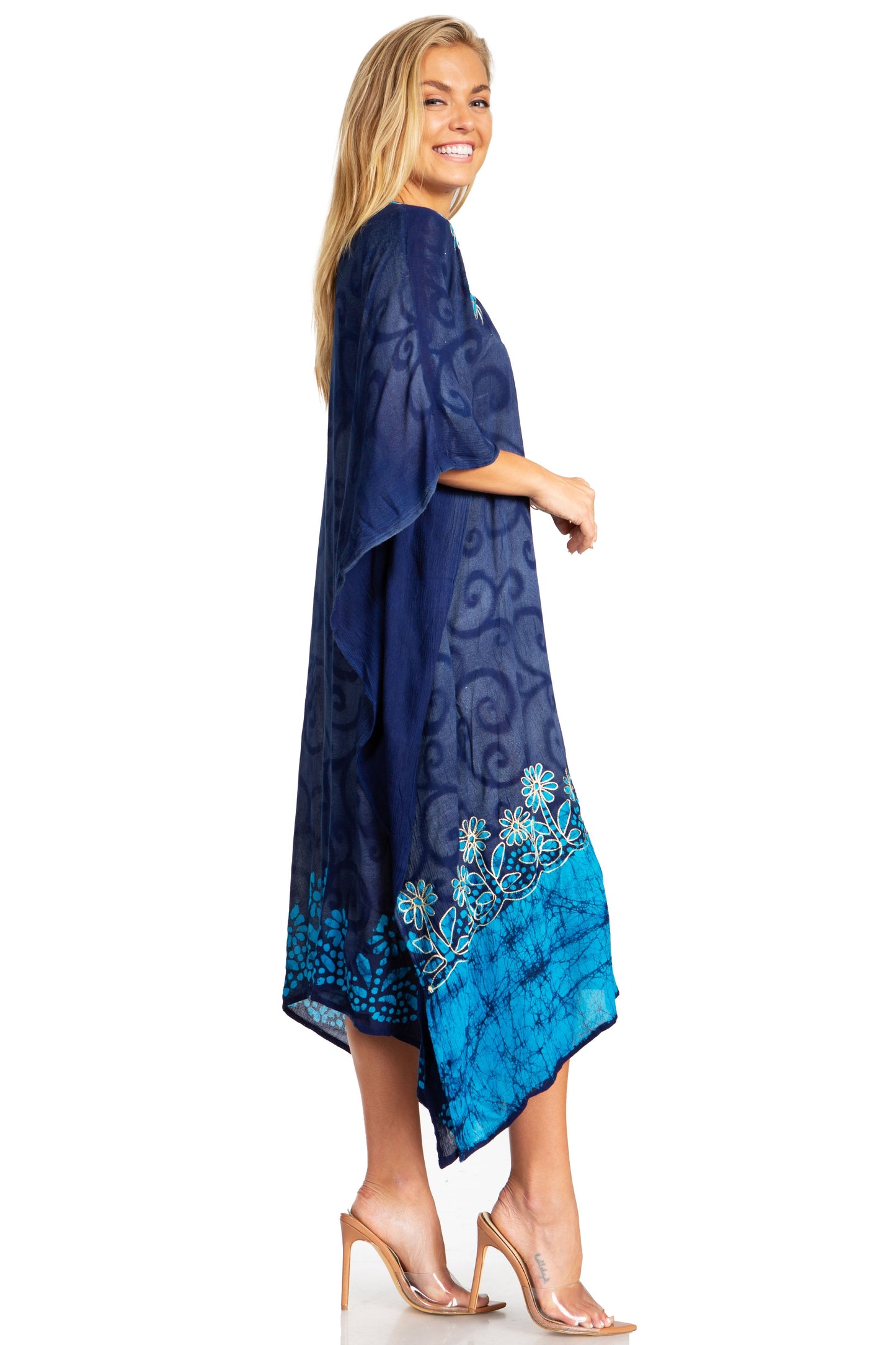 Sakkas Clementine Women's Tie Dye Caftan Dress/Cover Up Beach Kaftan Boho Summer - Concordia Style Boutique