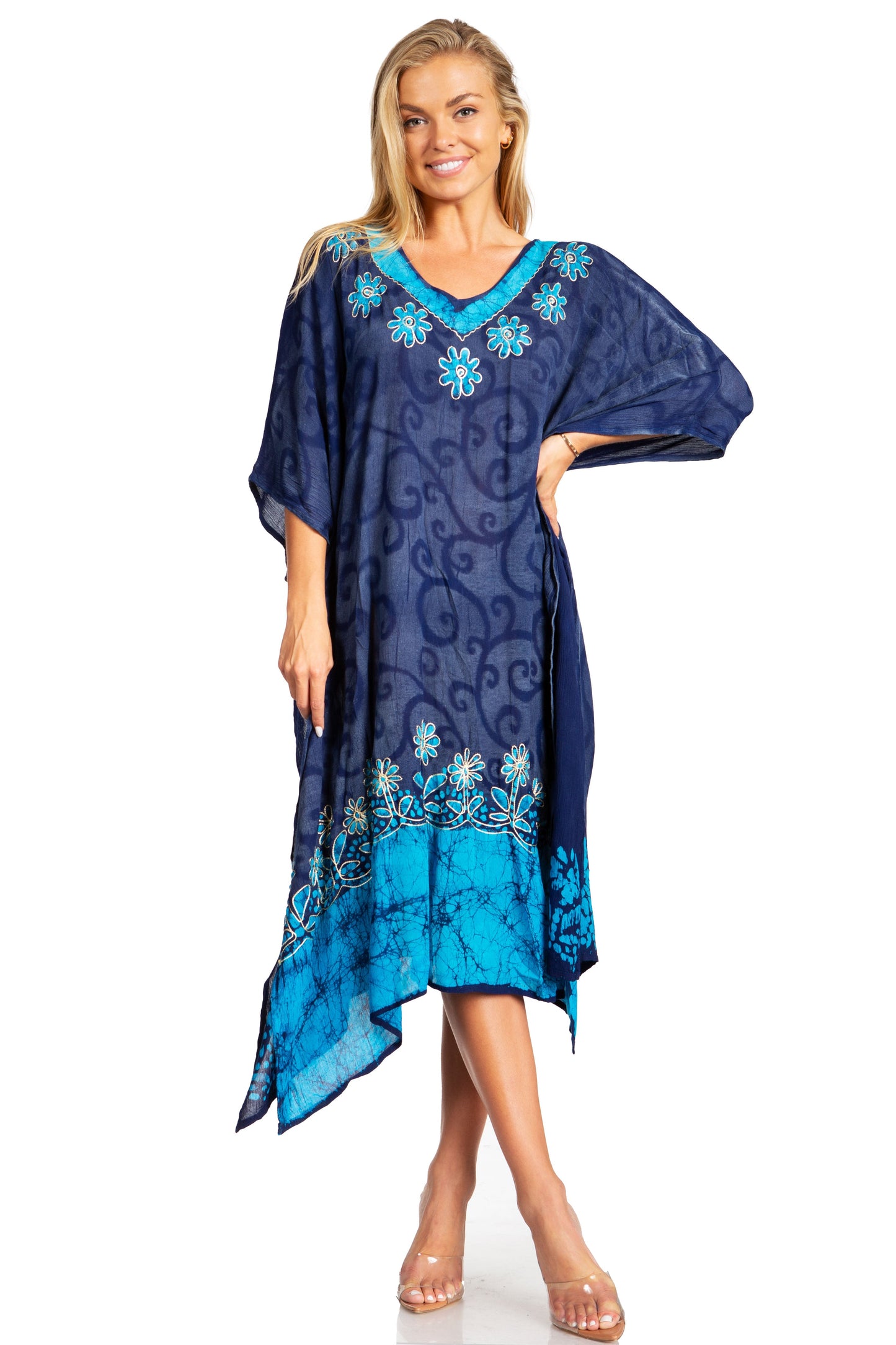 Sakkas Clementine Women's Tie Dye Caftan Dress/Cover Up Beach Kaftan Boho Summer - Concordia Style Boutique