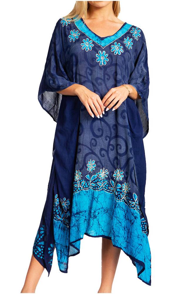Sakkas Clementine Women's Tie Dye Caftan Dress/Cover Up Beach Kaftan Boho Summer - Concordia Style Boutique