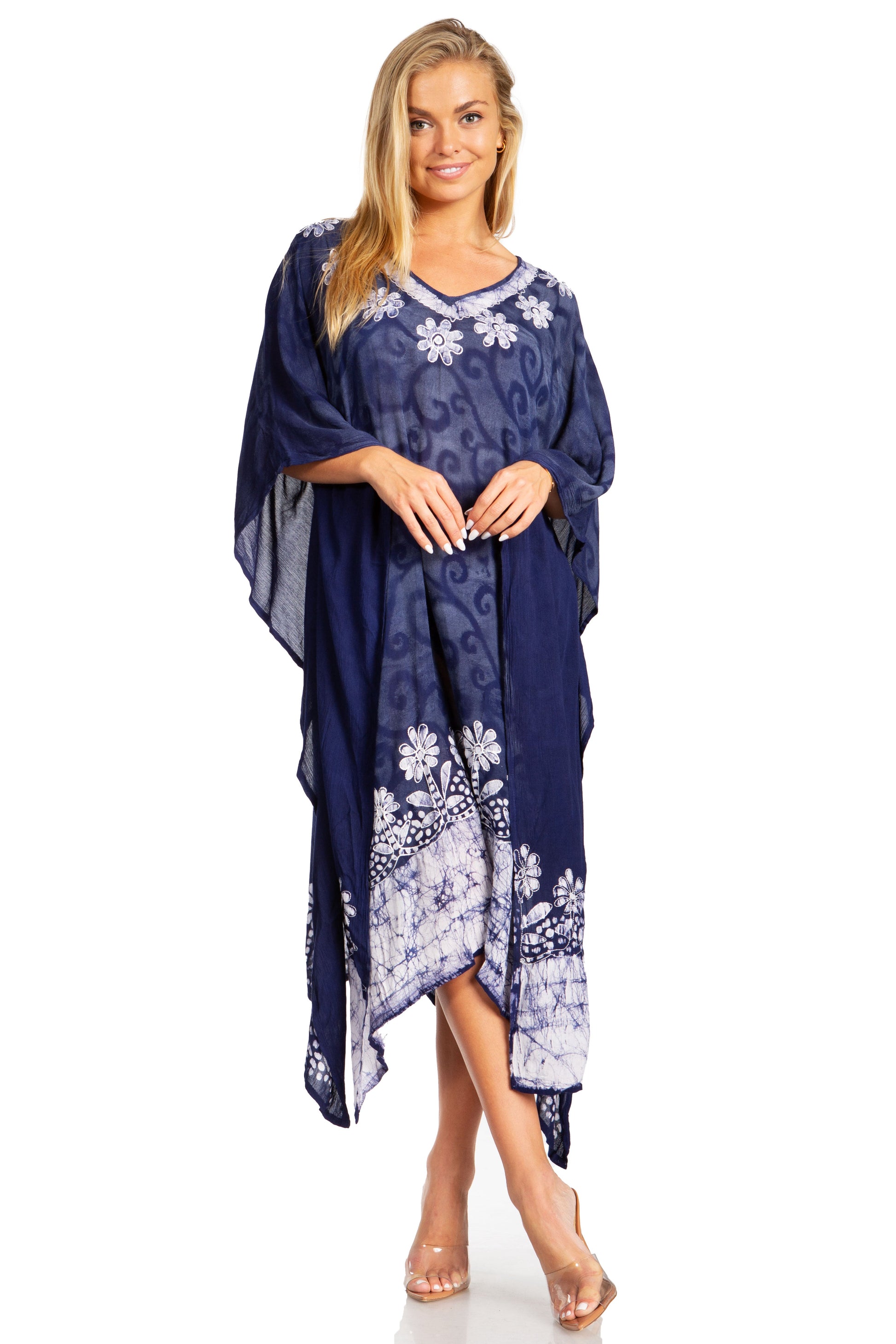 Sakkas Clementine Women's Tie Dye Caftan Dress/Cover Up Beach Kaftan Boho Summer - Concordia Style Boutique