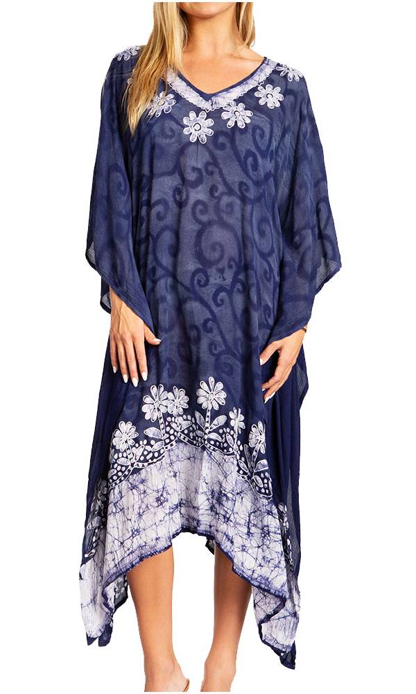 Sakkas Clementine Women's Tie Dye Caftan Dress/Cover Up Beach Kaftan Boho Summer - Concordia Style Boutique