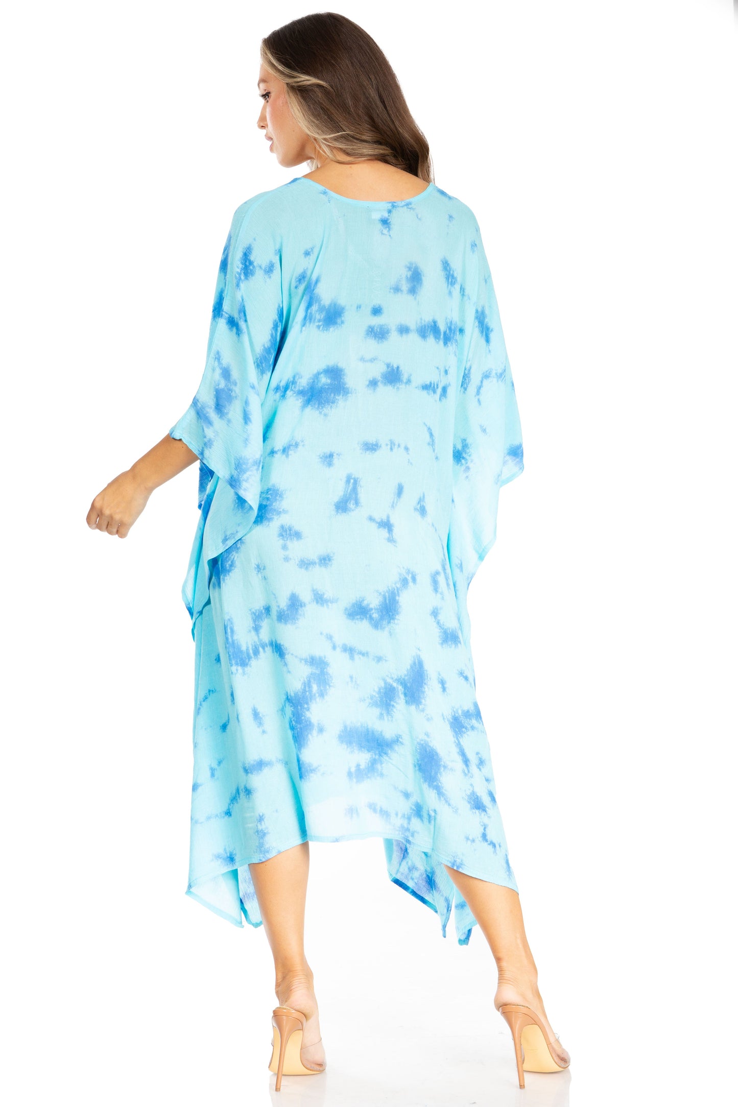 Sakkas Clementine Women's Tie Dye Caftan Dress/Cover Up Beach Kaftan Boho Summer - Concordia Style Boutique