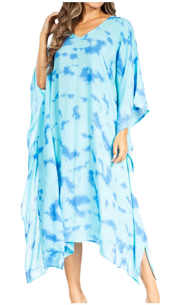 Sakkas Clementine Women's Tie Dye Caftan Dress/Cover Up Beach Kaftan Boho Summer - Concordia Style Boutique
