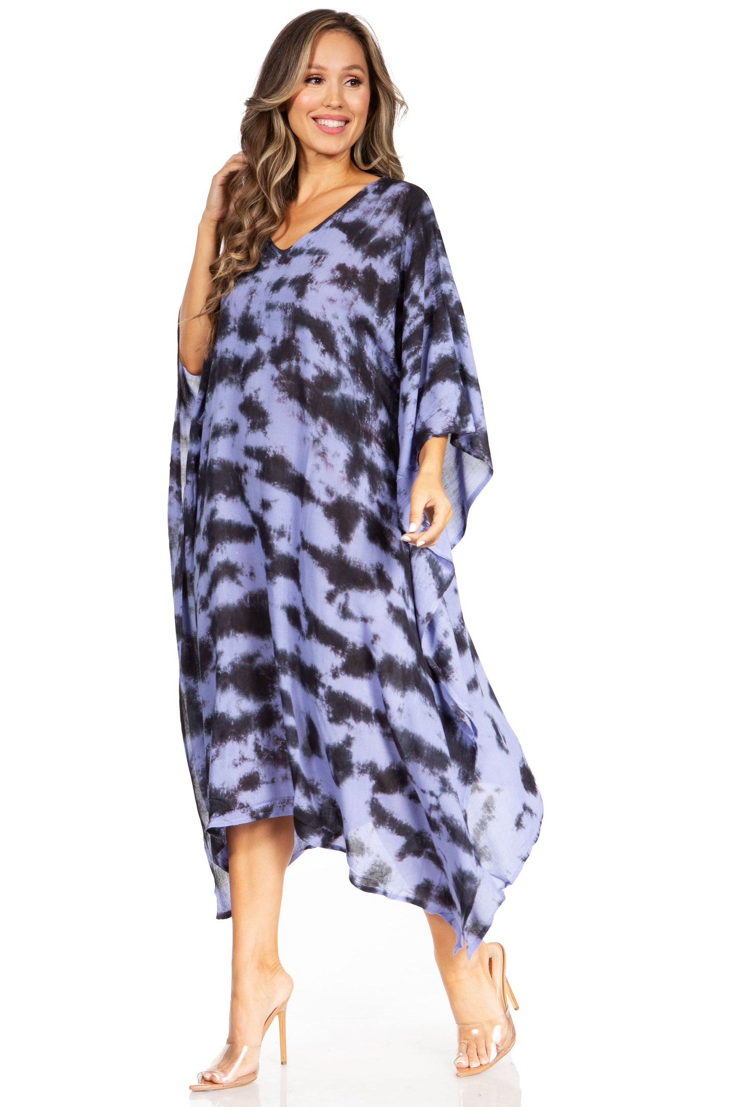Sakkas Clementine Women's Tie Dye Caftan Dress/Cover Up Beach Kaftan Boho Summer - Concordia Style Boutique