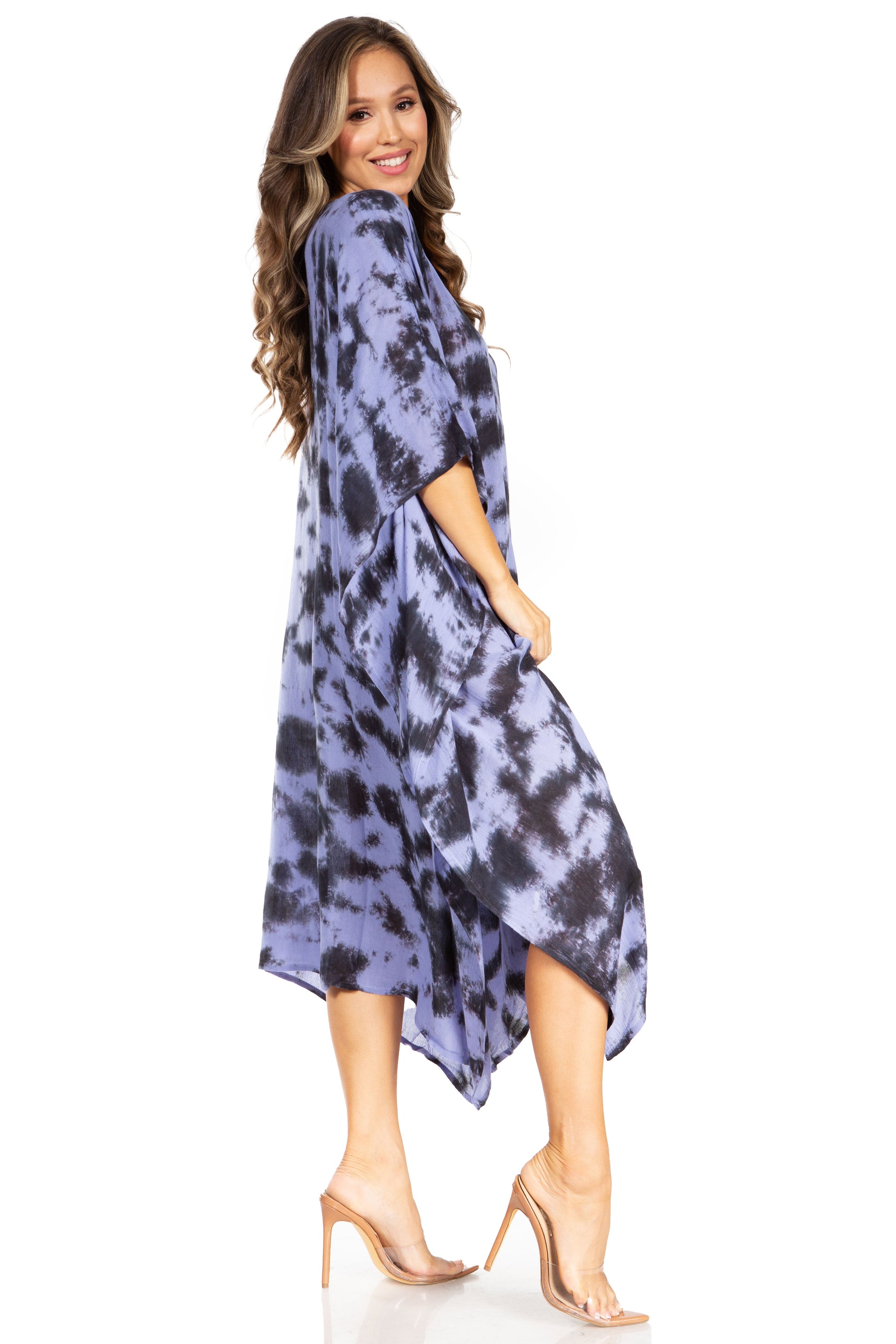 Sakkas Clementine Women's Tie Dye Caftan Dress/Cover Up Beach Kaftan Boho Summer - Concordia Style Boutique