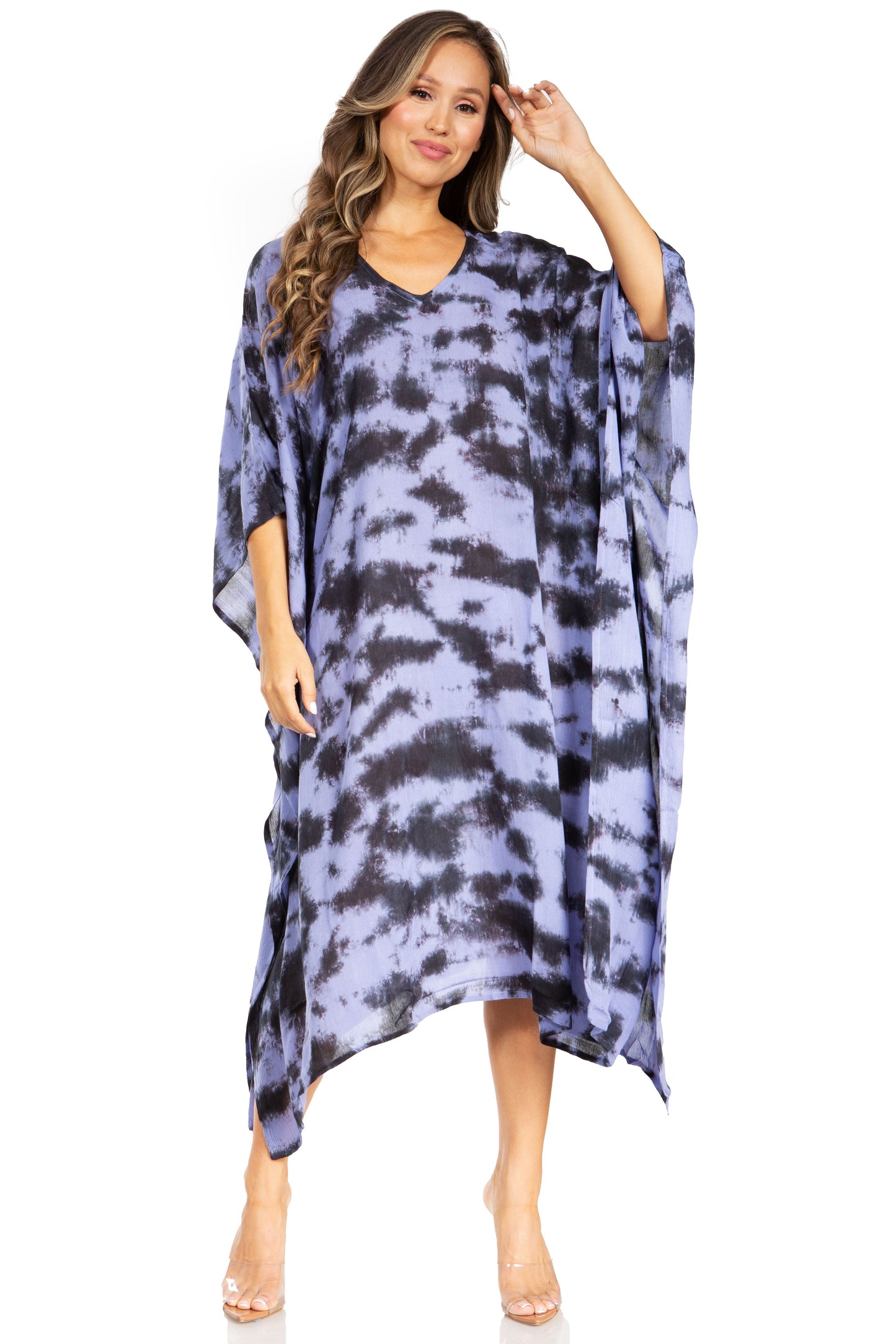 Sakkas Clementine Women's Tie Dye Caftan Dress/Cover Up Beach Kaftan Boho Summer - Concordia Style Boutique