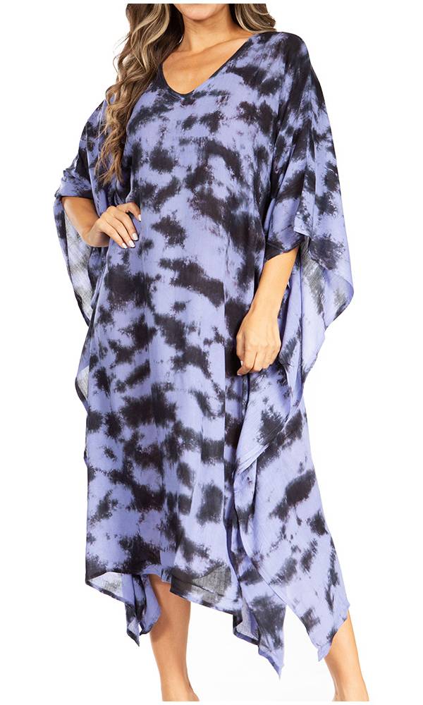 Sakkas Clementine Women's Tie Dye Caftan Dress/Cover Up Beach Kaftan Boho Summer - Concordia Style Boutique