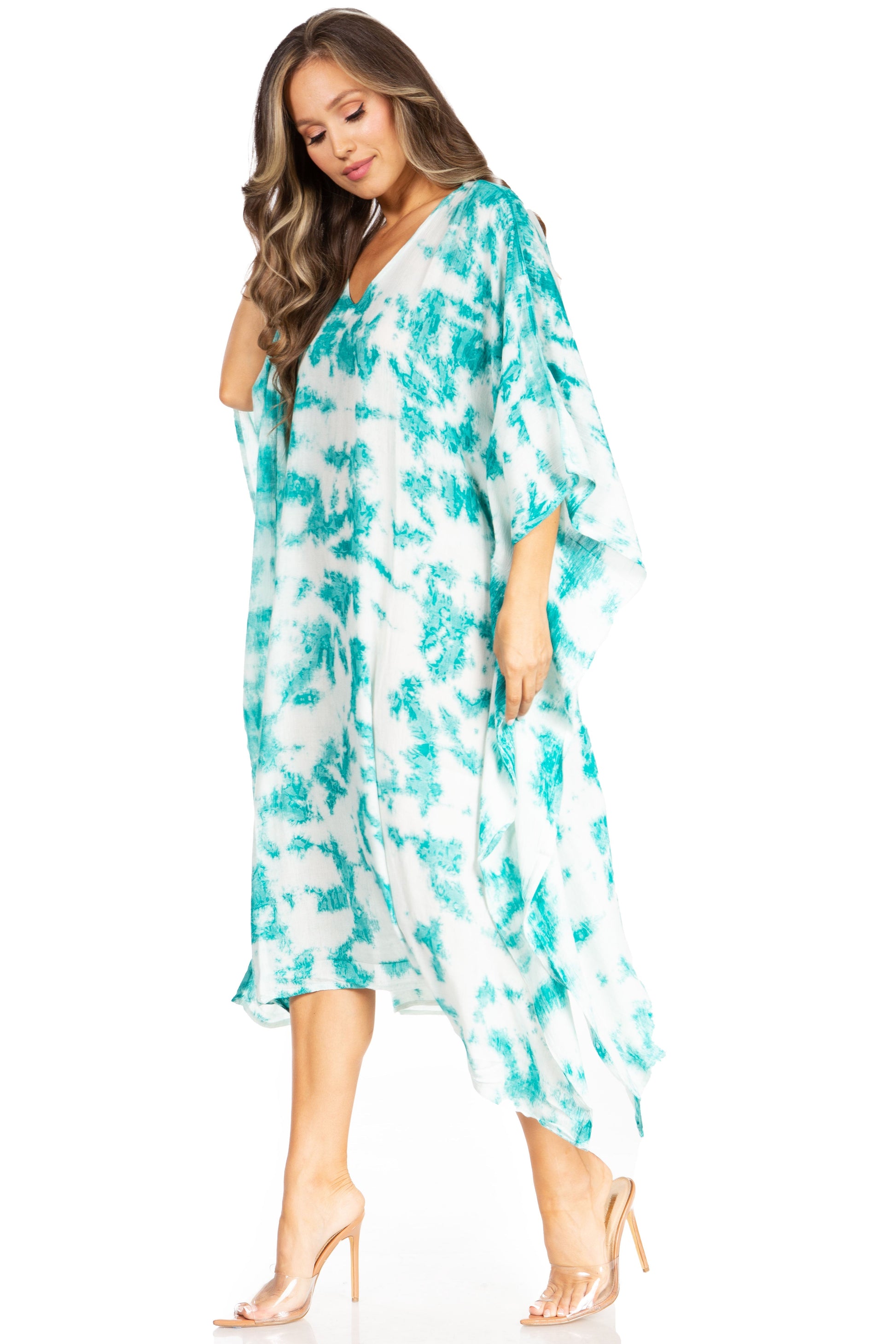 Sakkas Clementine Women's Tie Dye Caftan Dress/Cover Up Beach Kaftan Boho Summer - Concordia Style Boutique