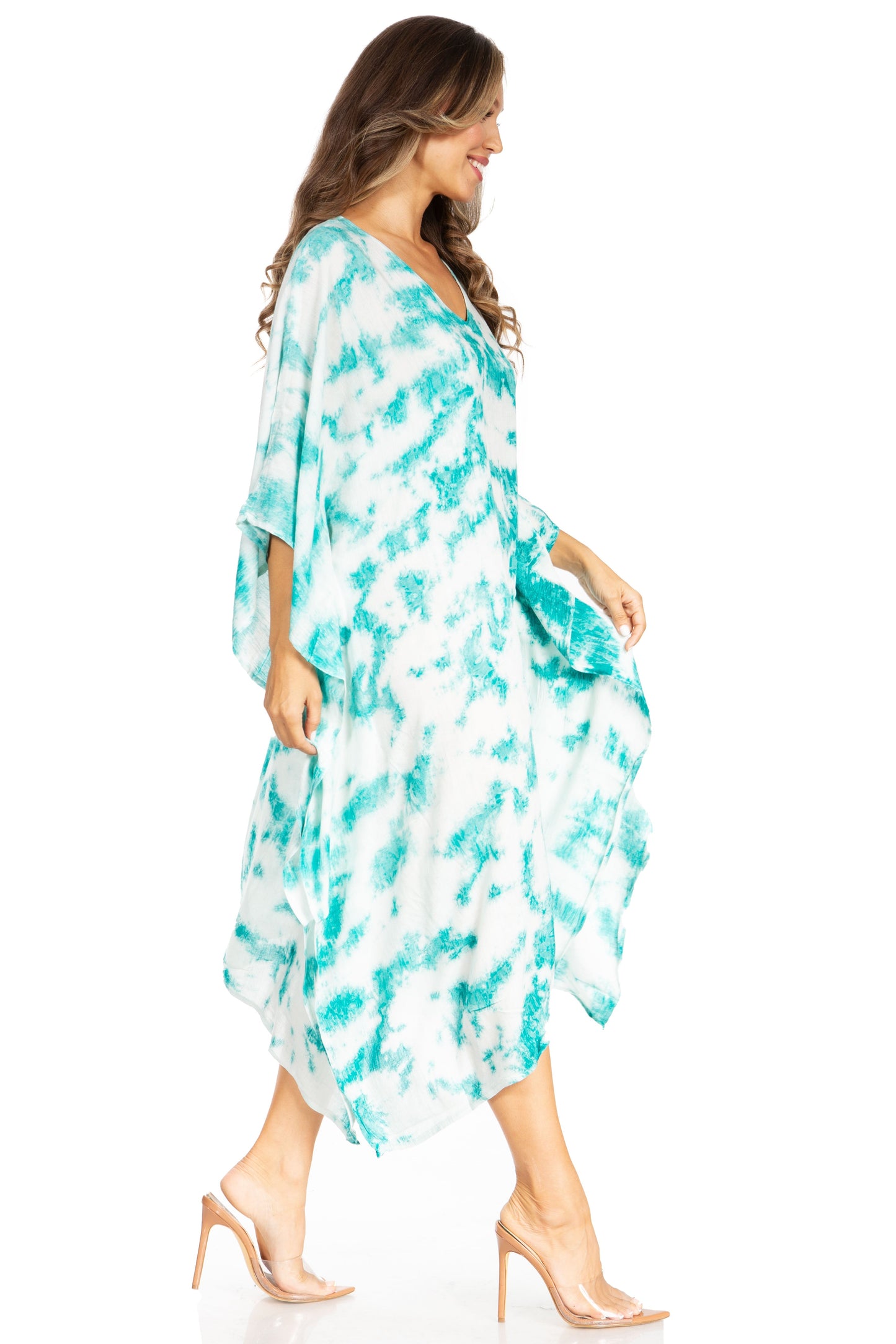 Sakkas Clementine Women's Tie Dye Caftan Dress/Cover Up Beach Kaftan Boho Summer - Concordia Style Boutique