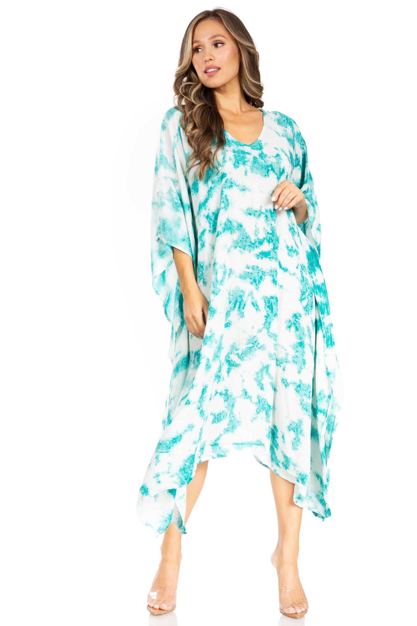 Sakkas Clementine Women's Tie Dye Caftan Dress/Cover Up Beach Kaftan Boho Summer - Concordia Style Boutique