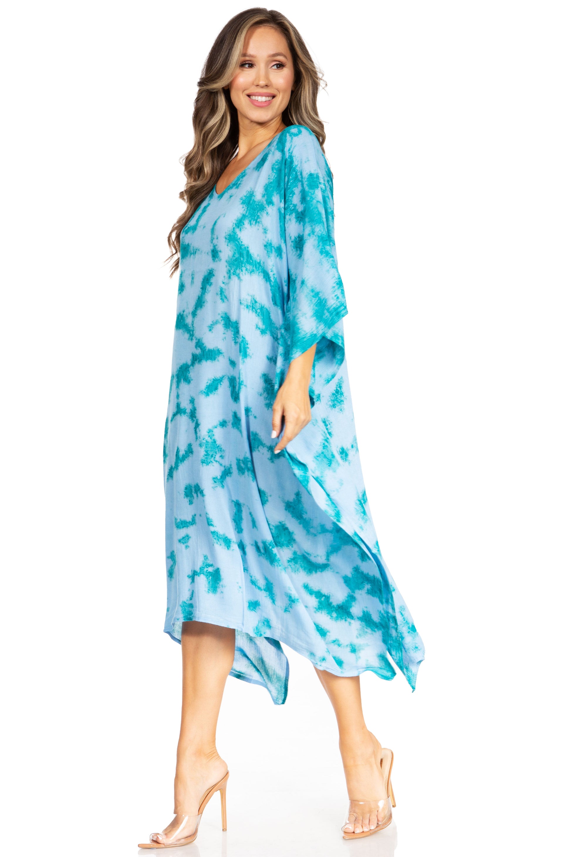 Sakkas Clementine Women's Tie Dye Caftan Dress/Cover Up Beach Kaftan Boho Summer - Concordia Style Boutique