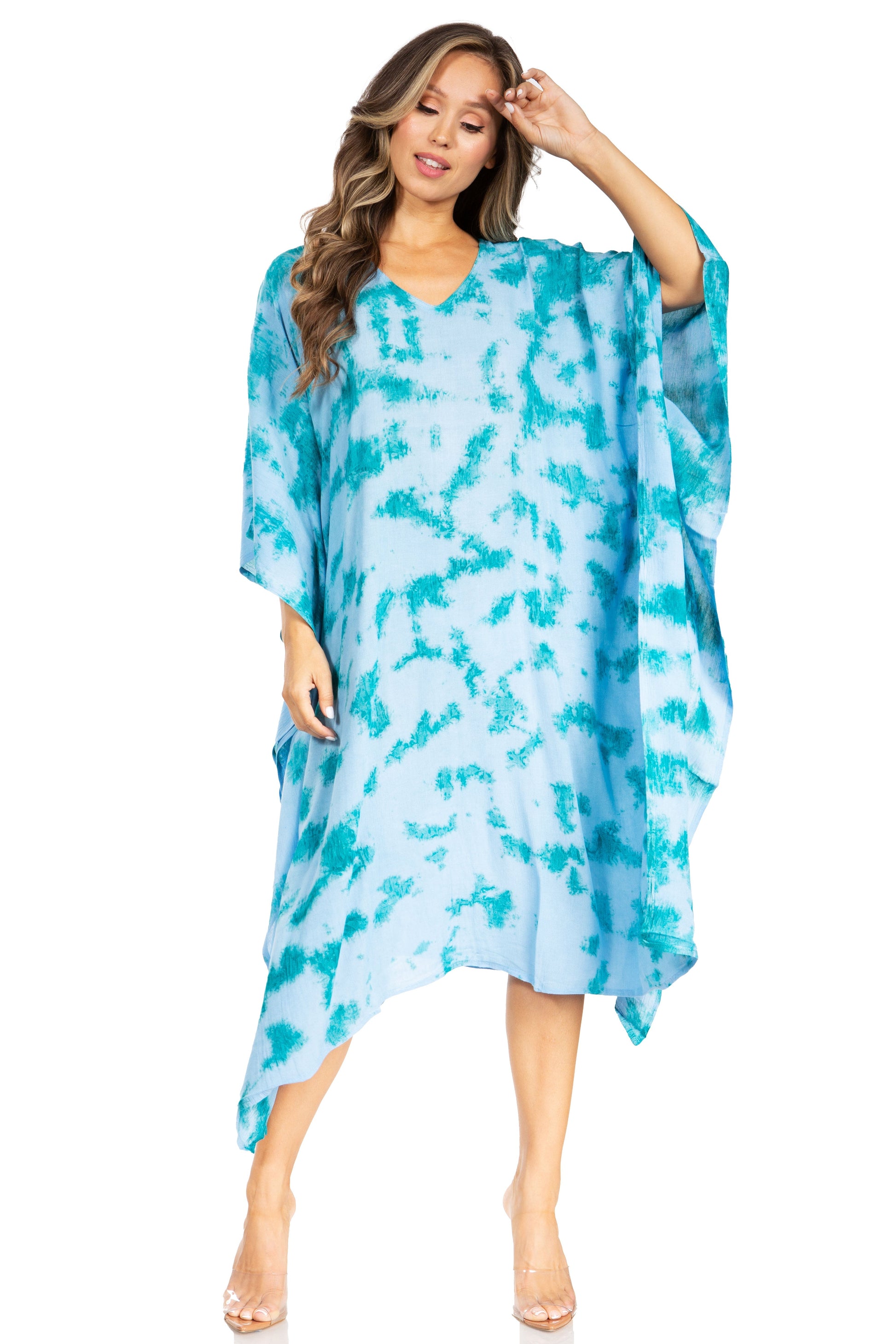 Sakkas Clementine Women's Tie Dye Caftan Dress/Cover Up Beach Kaftan Boho Summer - Concordia Style Boutique