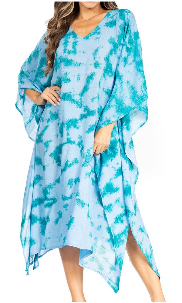 Sakkas Clementine Women's Tie Dye Caftan Dress/Cover Up Beach Kaftan Boho Summer - Concordia Style Boutique