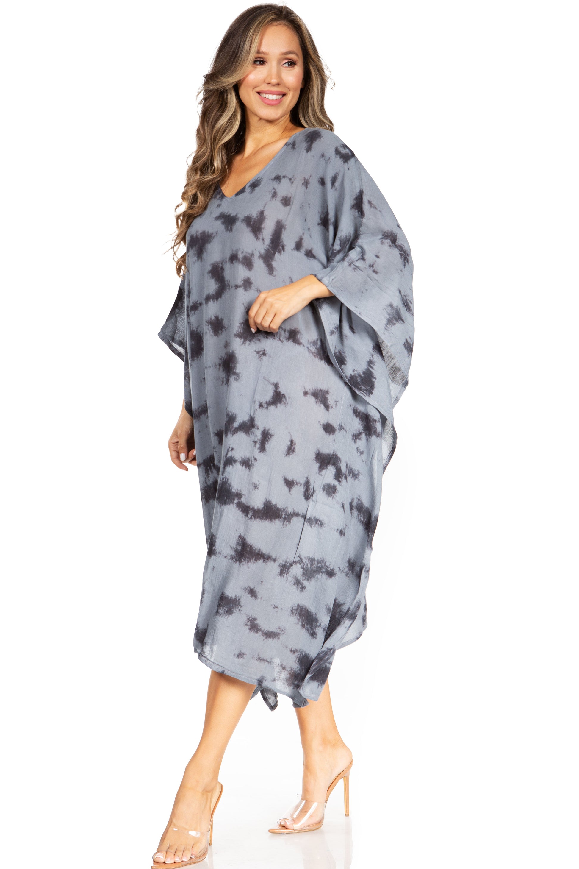 Sakkas Clementine Women's Tie Dye Caftan Dress/Cover Up Beach Kaftan Boho Summer - Concordia Style Boutique